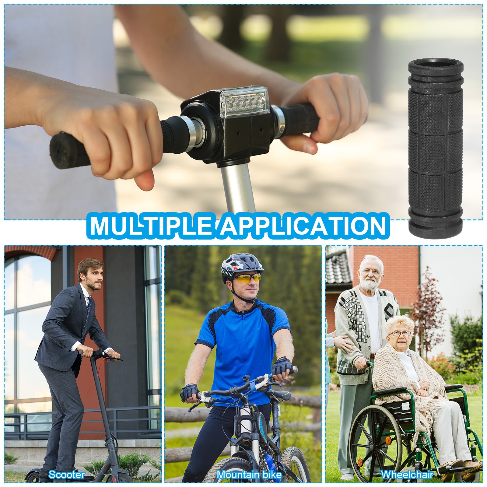 2Pcs 4.33″x0.98″ Non-Slip Bike Handlebar Grips Blue