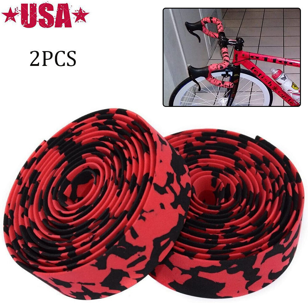 Road Bike Handlebar Tape Bicycle Cycling Bar Grip Tape Wraps Adhesive EVA Red