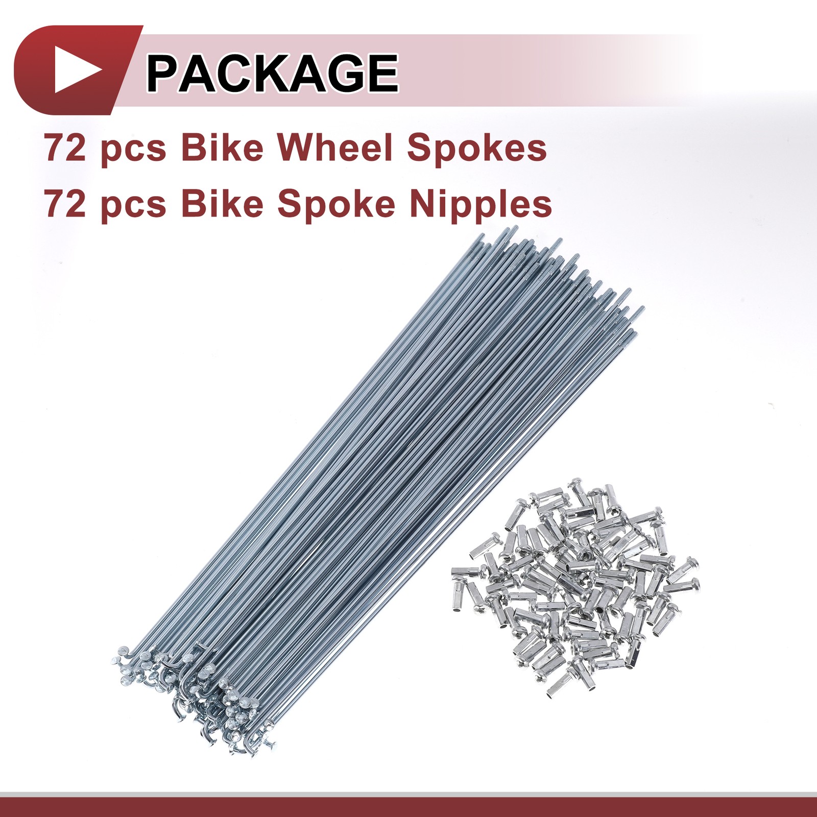 72 Set 14G Bicycle Spokes 220mm Bike Wheel Spokes Carbon Steel Galvanized