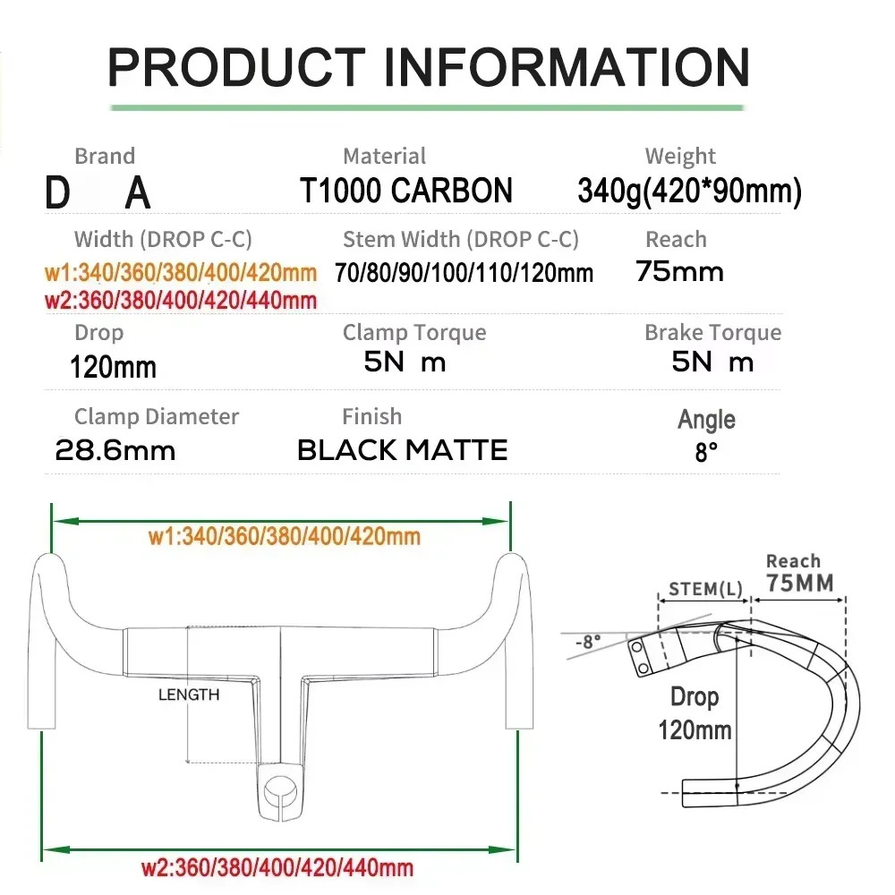 Aero Carbon Road Bike Integrated Cockpit -8 Degree 28.6mm Steerer Drop Bar