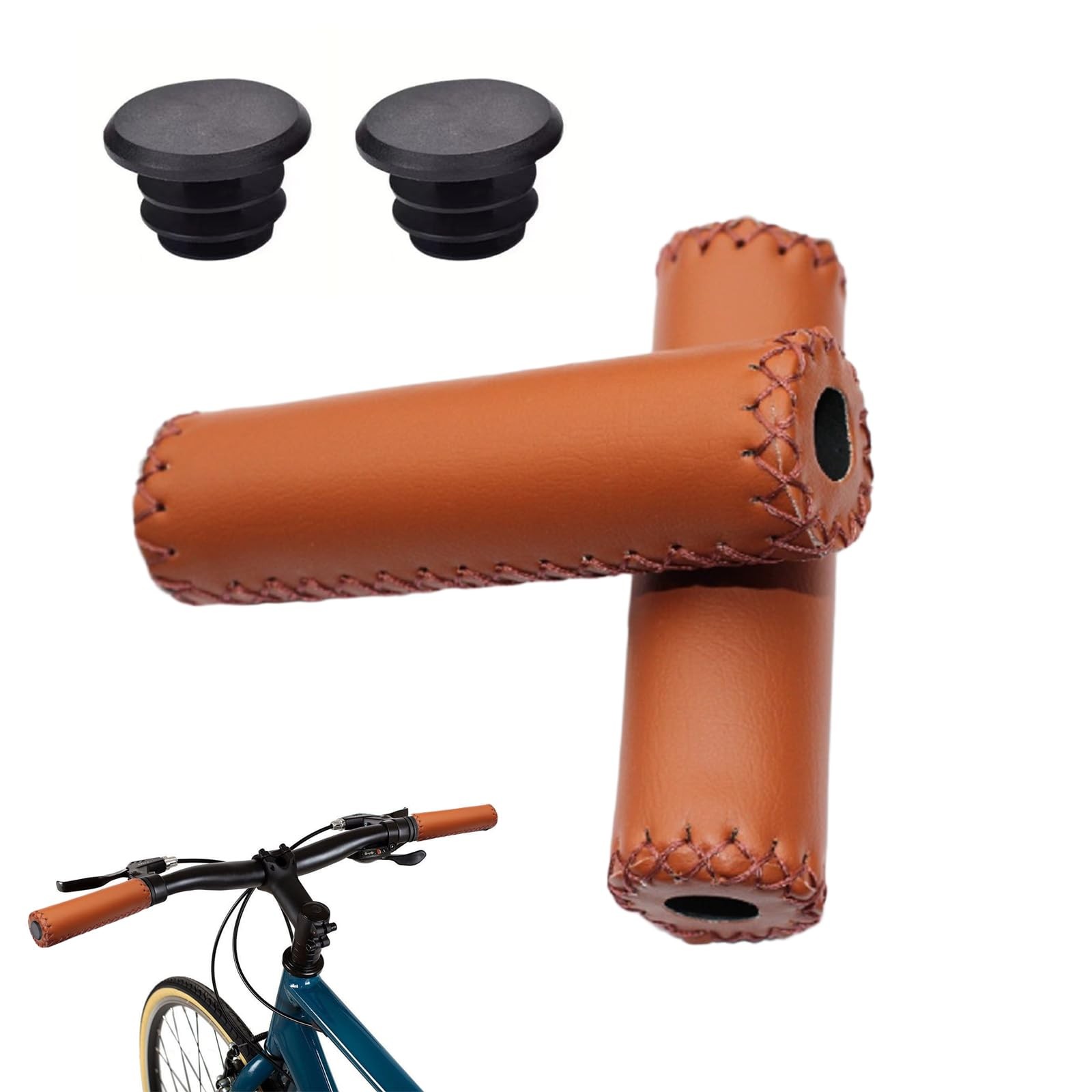 Leather Bicycle Handlebar Grips Bike Handle Covers for Cycling MTB Road Bike