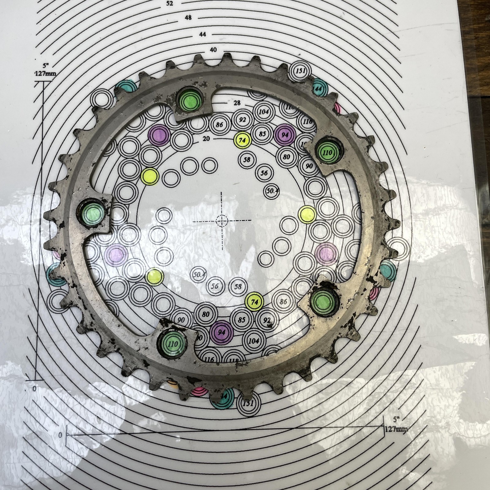 VIntage SR 36T Chainring 110 BCD 5-Arm Silver Aluminum MTB Bike Middle Ring