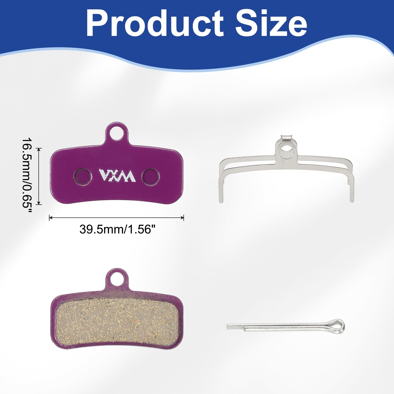 4set Disc Brake Pad 1.56″ x 0.65″ Bike Brake Pads with Spring and Pin, Purple