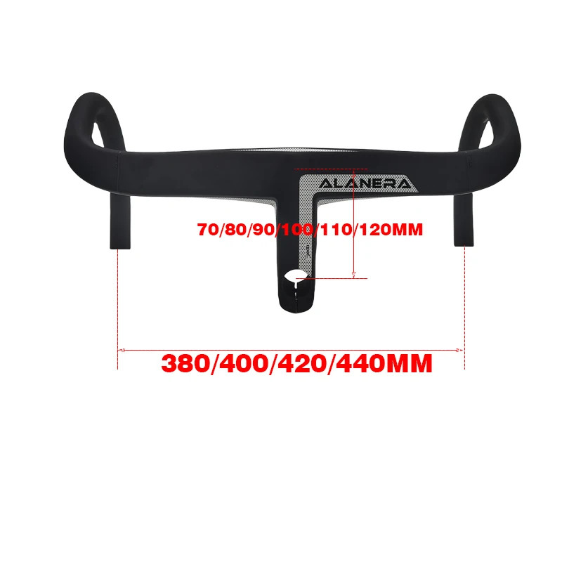 380-440mm Carbon Road Bike Drop Bar Integrated 28.6mm Fork Steer with Spacers