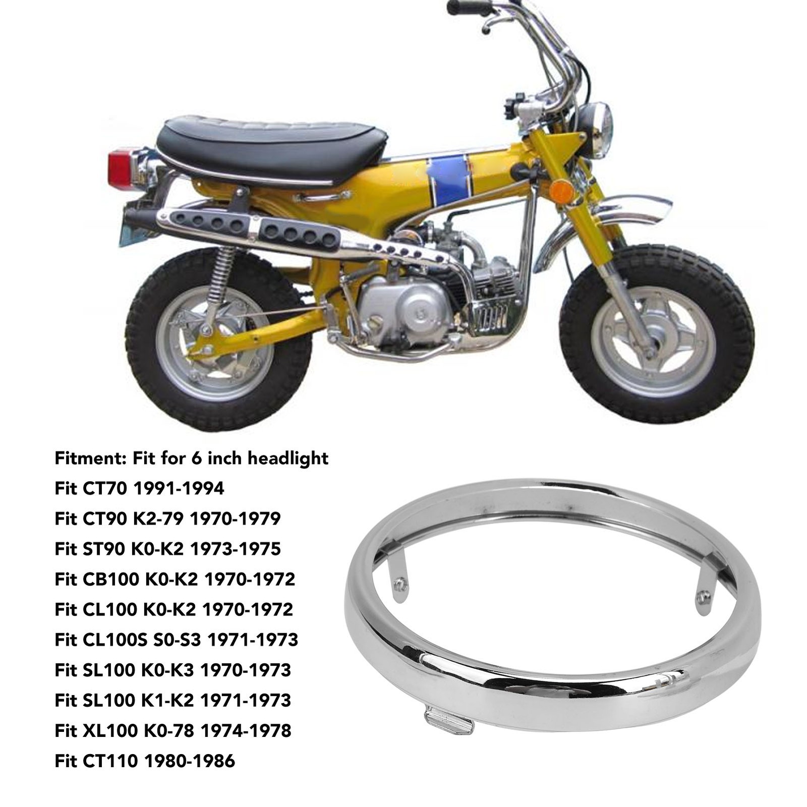 6in Motorcycle Headlight Ring Stylish Chrome Plated Smooth Surface Aluminum UIUW