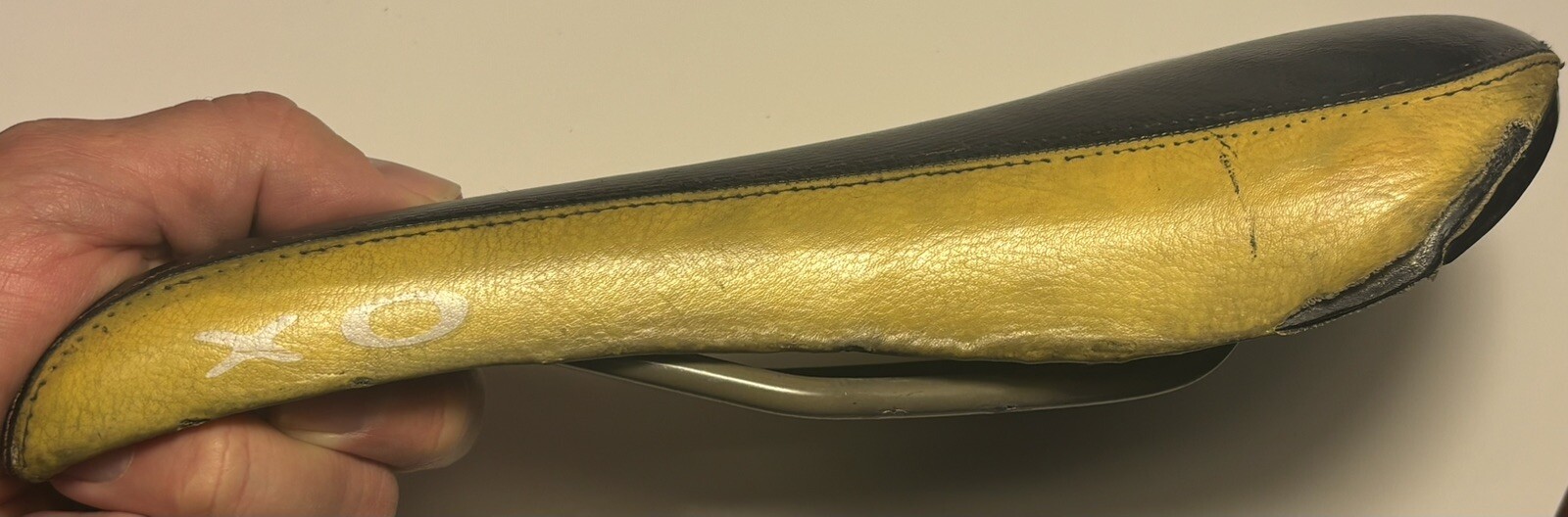 Selle Italia XO Cycling Saddle Seat 2 Tone Leather W/Rail Italy Black And Yellow