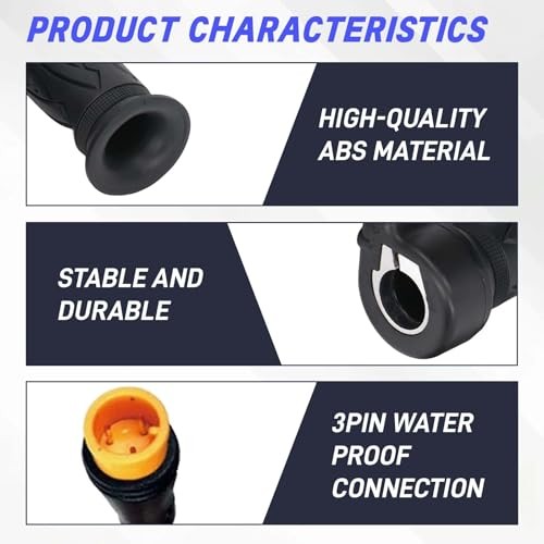 Grip for Electric Bike 12V–72V, 3-Pin Waterproof Universal Full Twist Throttle