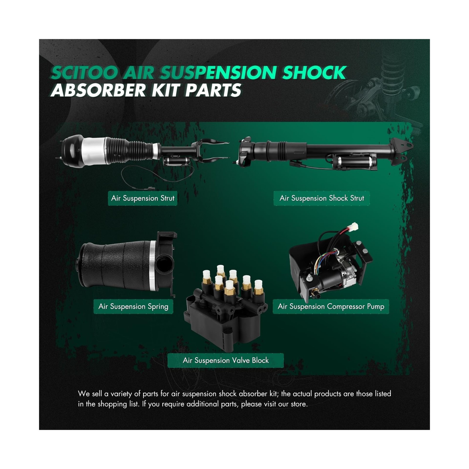 SCITOO Air Struts Suspension Kits Shocks Struts Air Compressor Pump fit for C…