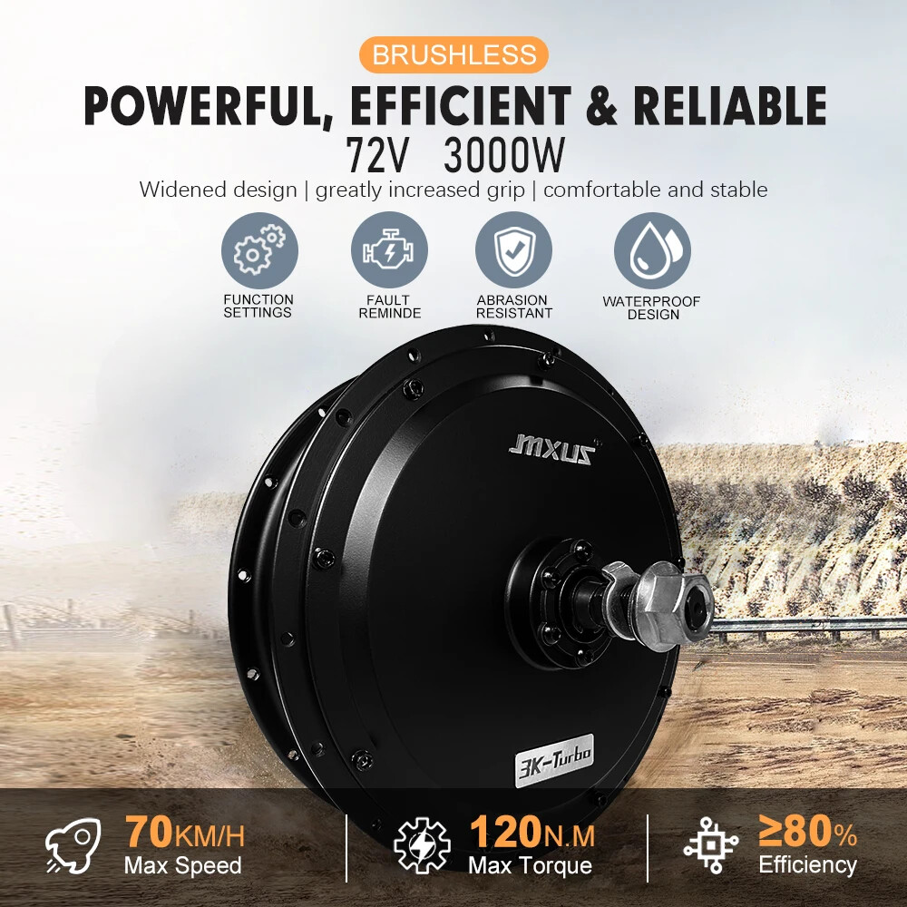 72V 3000W Mountain Electric Bike Brushless Rear Hub Motor Wheel with LCD Display