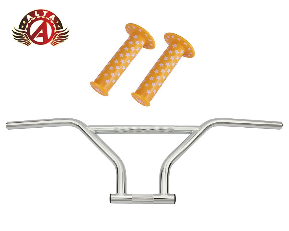 Alta 330 Freestyle Bars 22.2mm Chrome + Star Grips Yellow/White BMX Freestyle