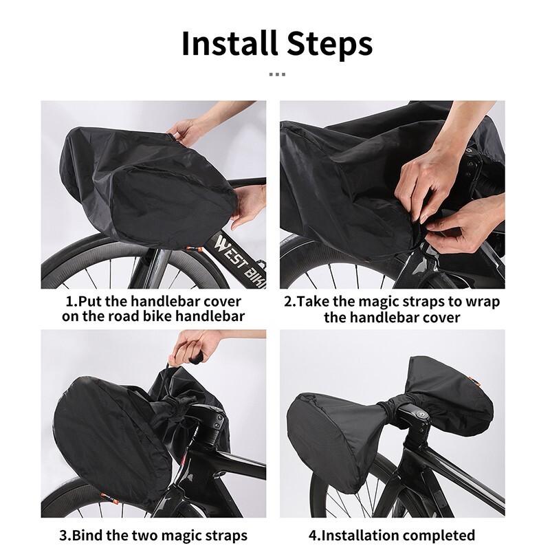 WEST BIKING Waterproof Dustproof Road Bike Handlebar Protector Cover Black