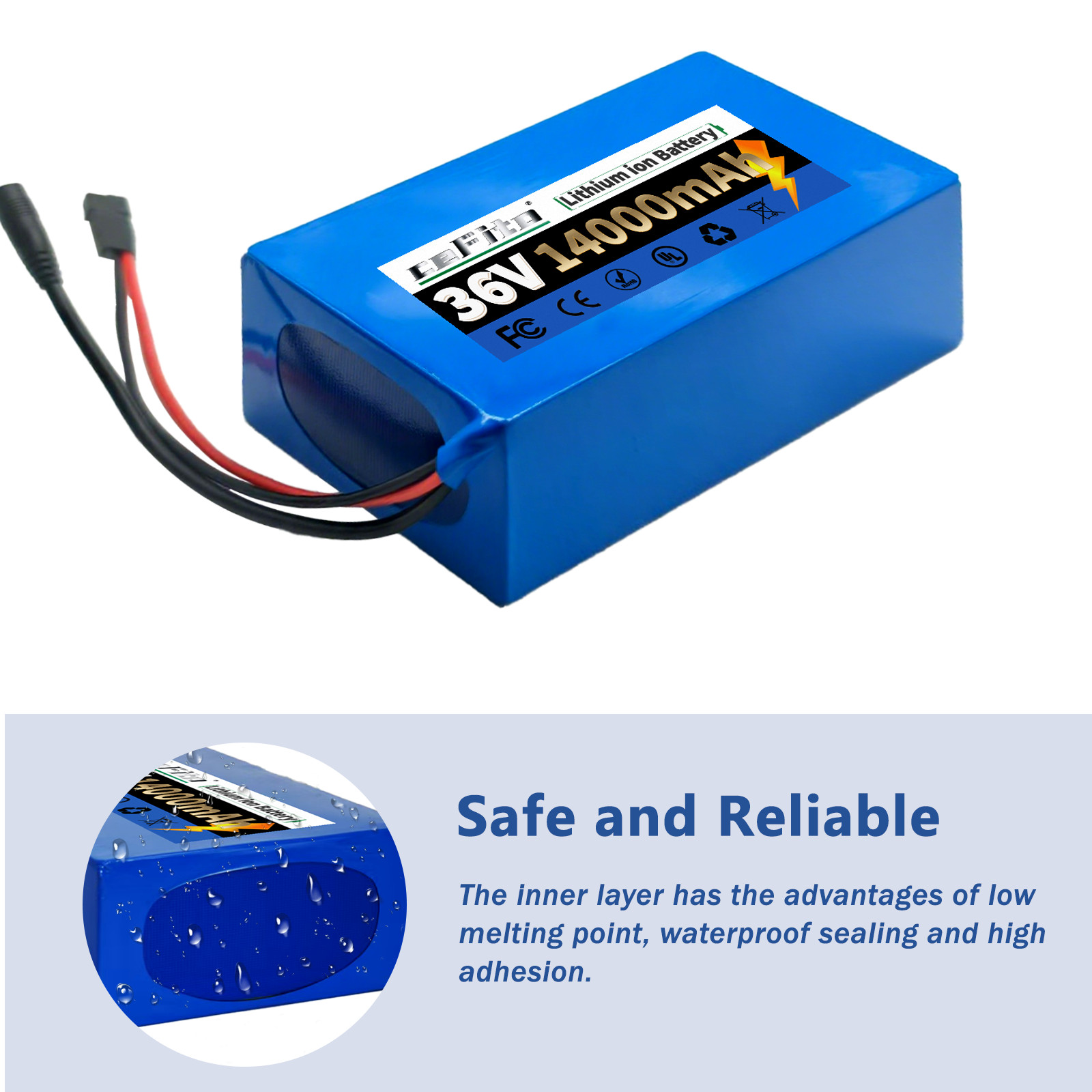 36 Volt battery, 36V 14Ah Lithium Battery,T-Plug Discharge Port, 7.6*4.2*2.7inch