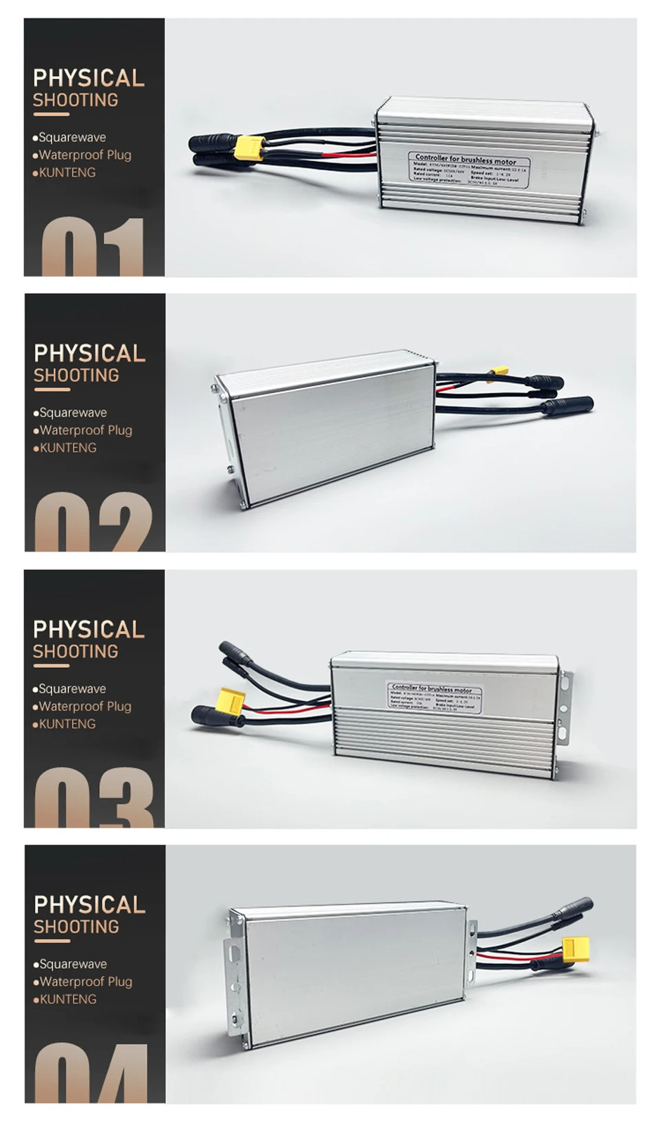 Ebike Sinewave Controller 36V 48V Waterproof Brushless 250-1000W 1T4 2pin female