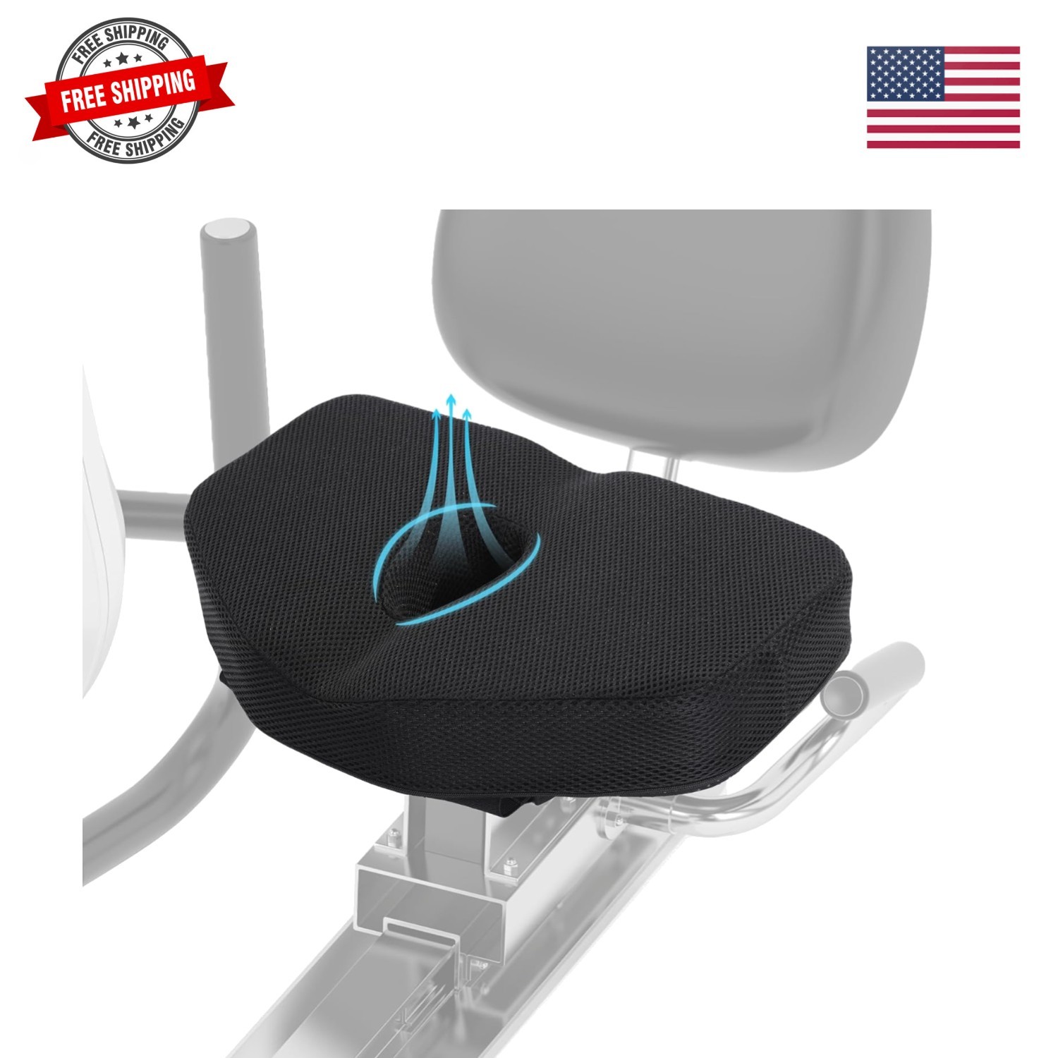 Thickened Exercise Bike Seat Cushion, Foam Bicycle Seat Cushion with Center H…