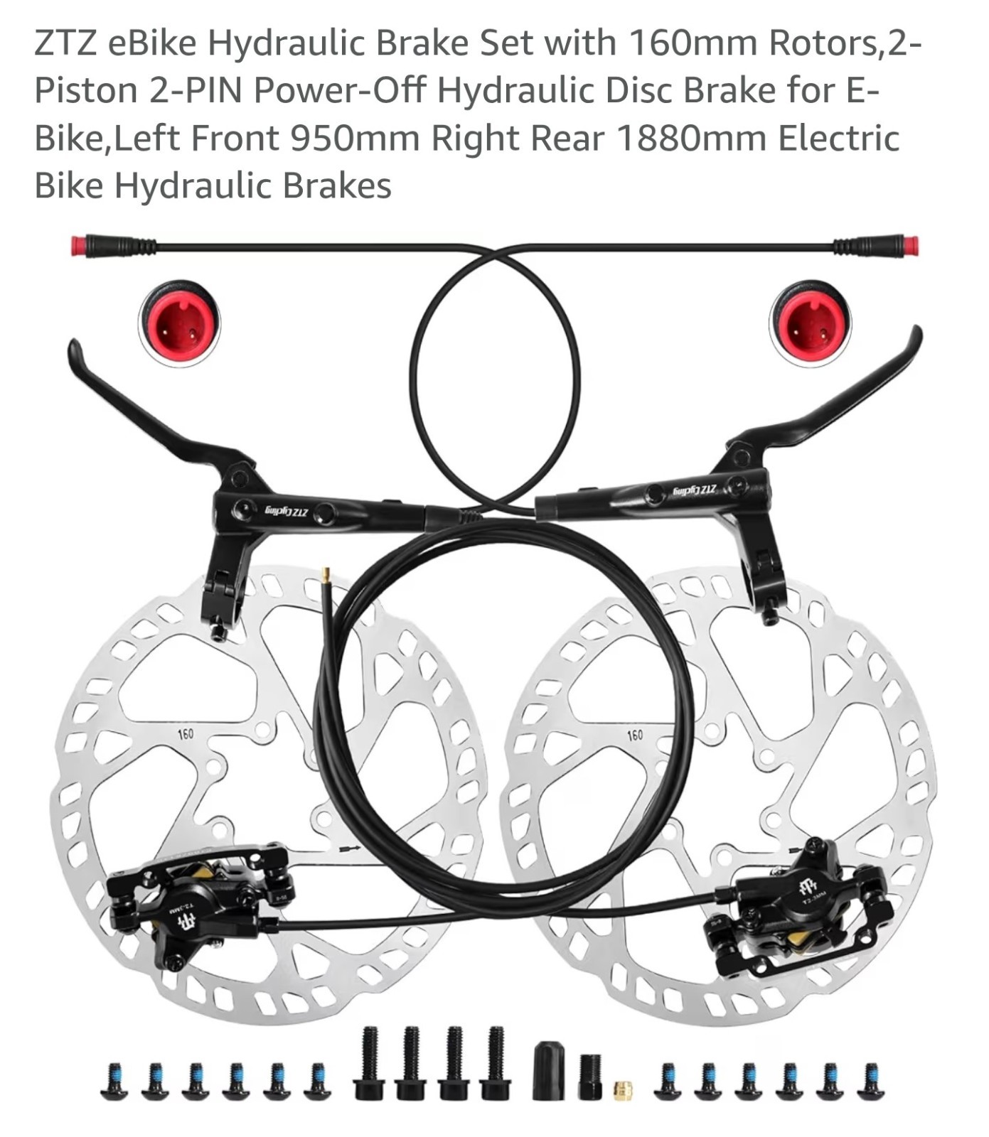 ZTZ eBIKE HYDRAULIC BRAKE SET IN AN OPEN BOX