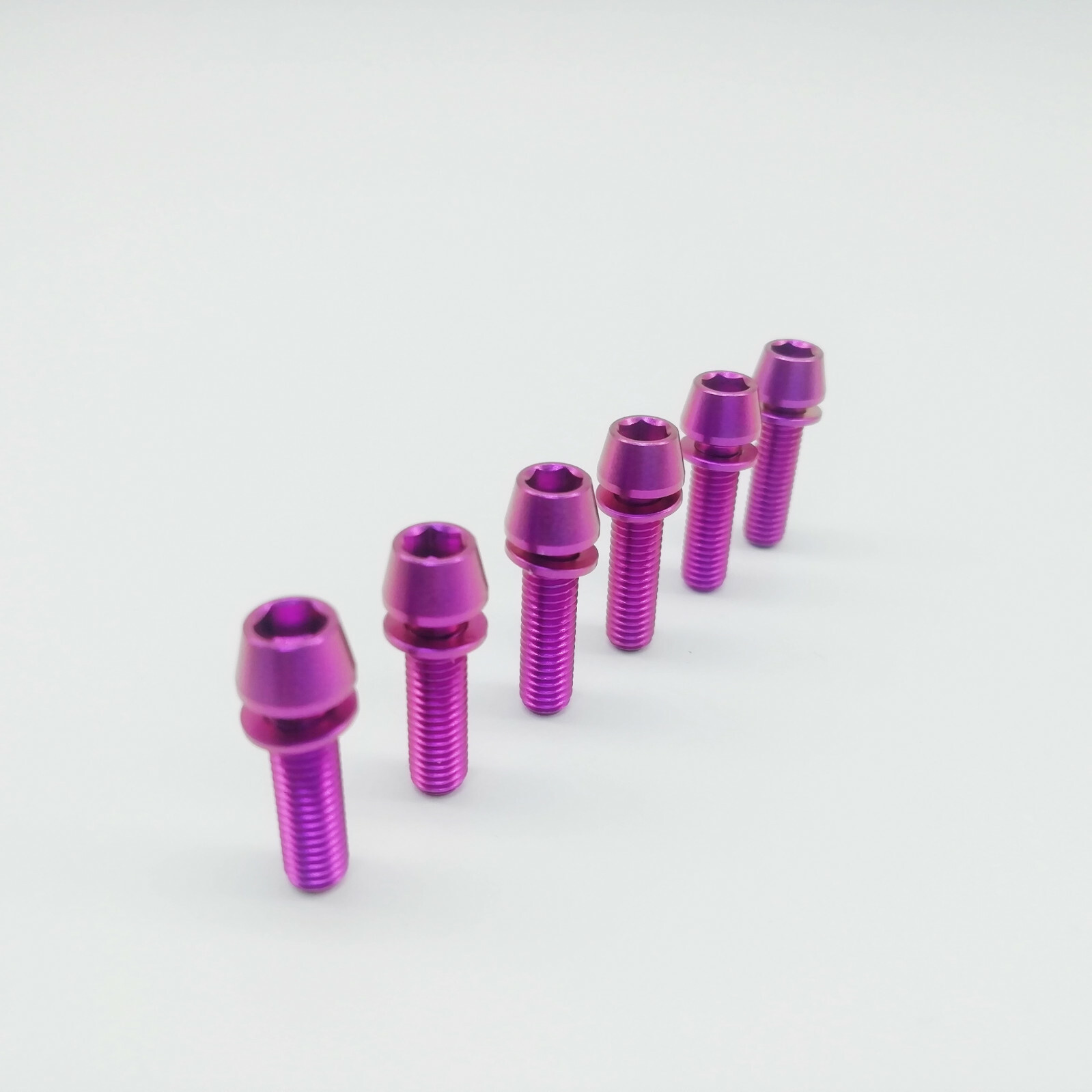 M5x18mm Titanium Ti Bike Stem Bolts Taper Head Bicycle Conical With Washers 6pcs