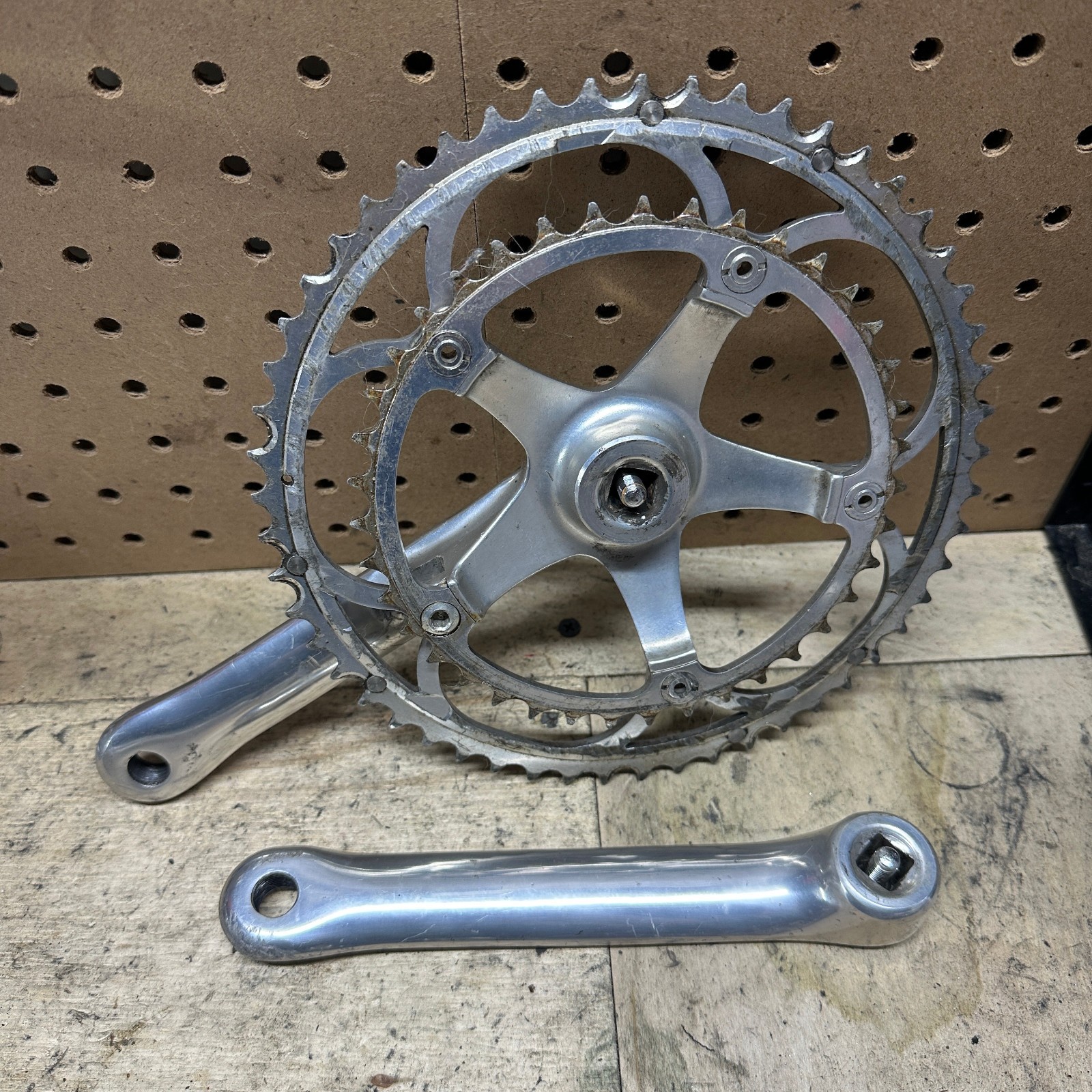 Vintage Campagnolo C Record Crankset 53/39 Tooth 180mm Cranks Italy Double Road