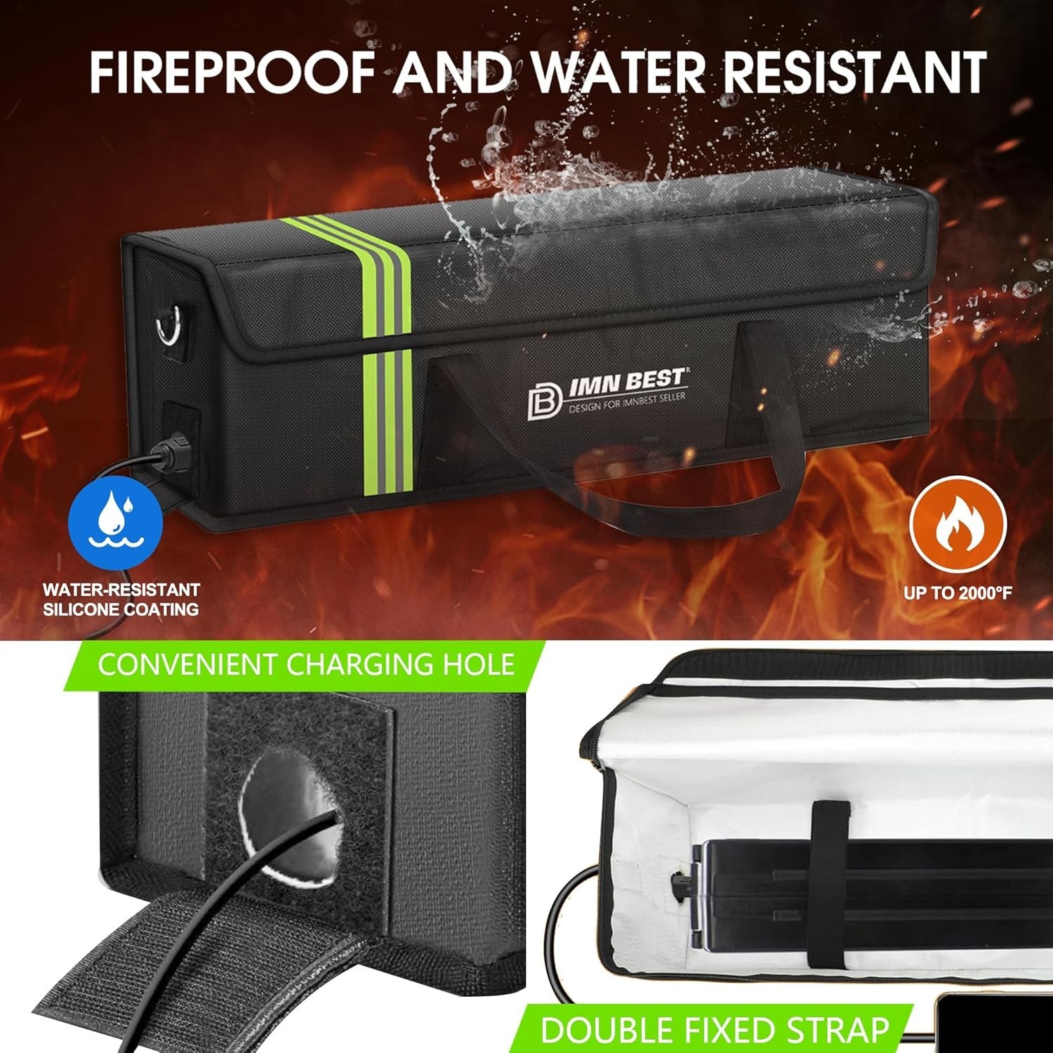 Adjustable Lipo Safe Bag for Ebike Batteries – Fireproof and Waterproof