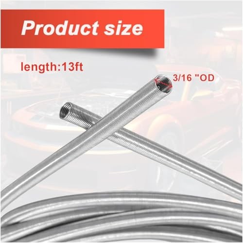 3/16» x 13 Ft Stainless Steel Brake Line Protector, Rustproof 3/16″-13 Feet
