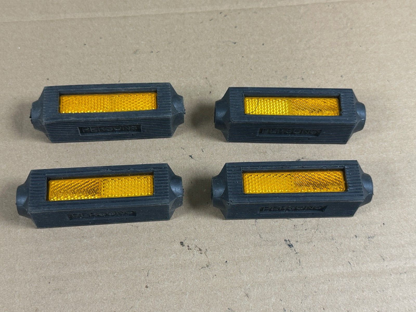 NOS Persons Supreme Rubber Pedal Blocks w/Reflectors 4″ x 1″ for Schwinn/Raleigh