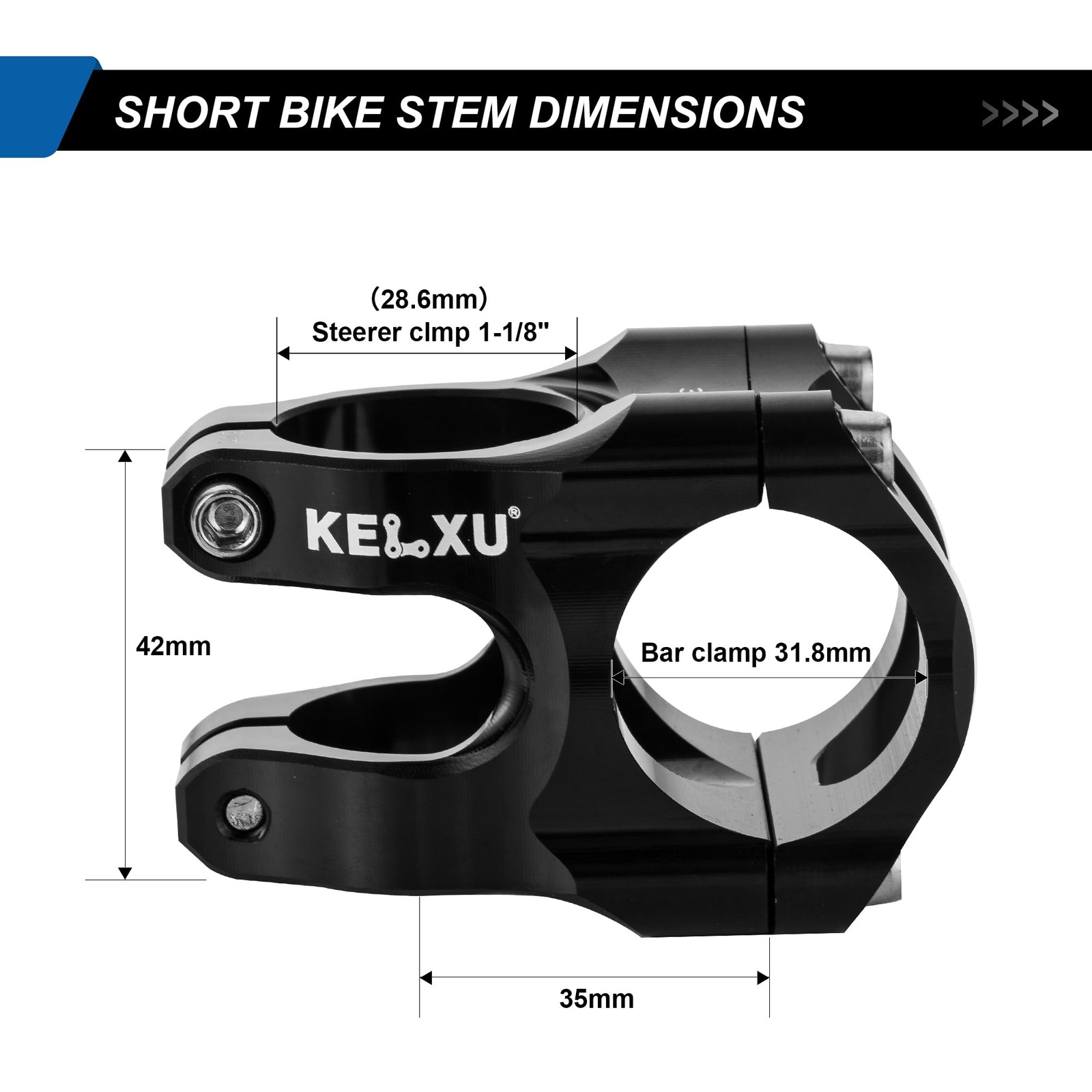 Kelxu Bike Stem 31.8 Lightweight CNC Aluminum Alloy Short MTB Stem 35mm Handl…