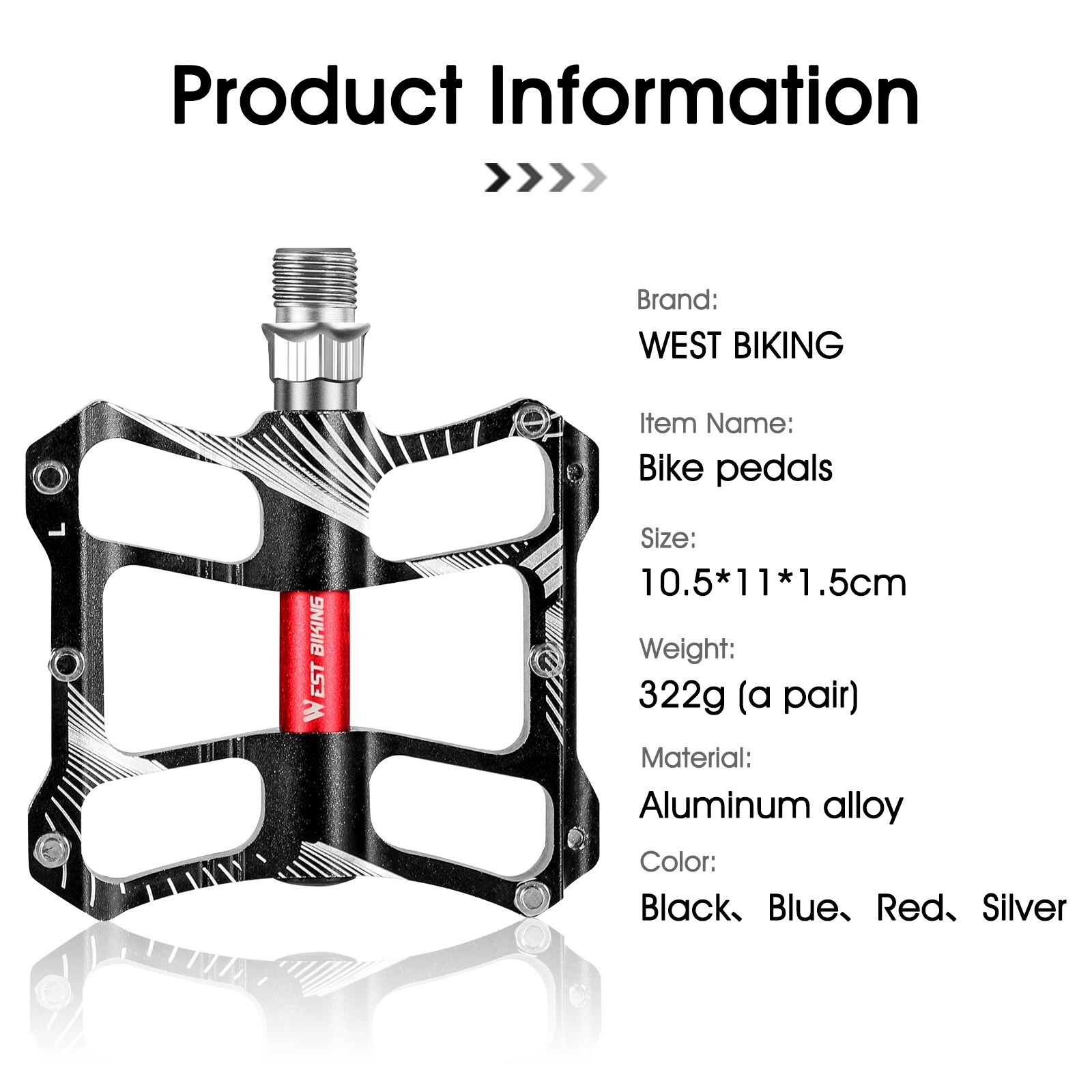 WEST BIKING DU 2 Sealed Bearings Bike Bicycle Flat Platform Pedals 9/16″ Black