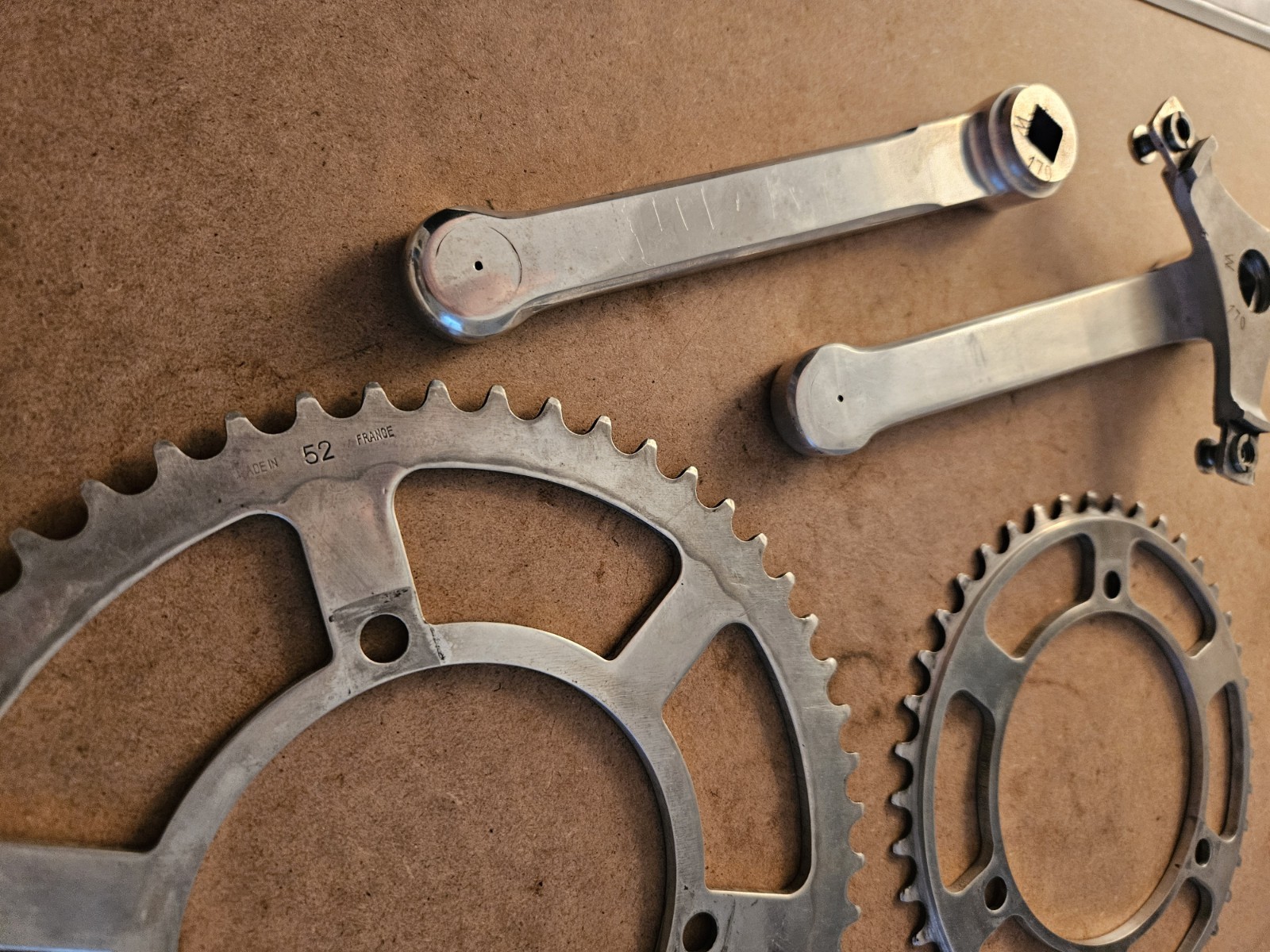 Vintage TA Specialites 3 Arm Double Crankset 170mm 52, 42 Chainrings!