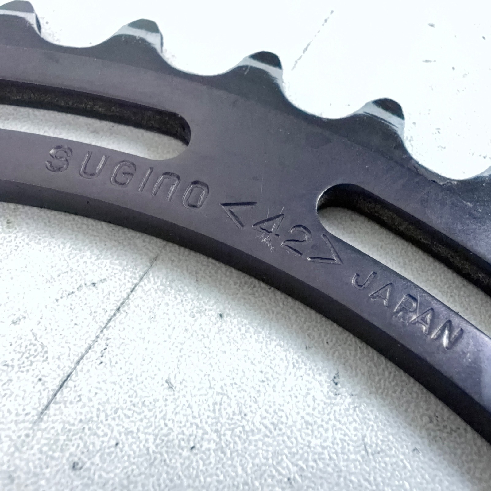 Vintage Sugino Mighty Competition 42T Chainring 144 BCD Black Alloy