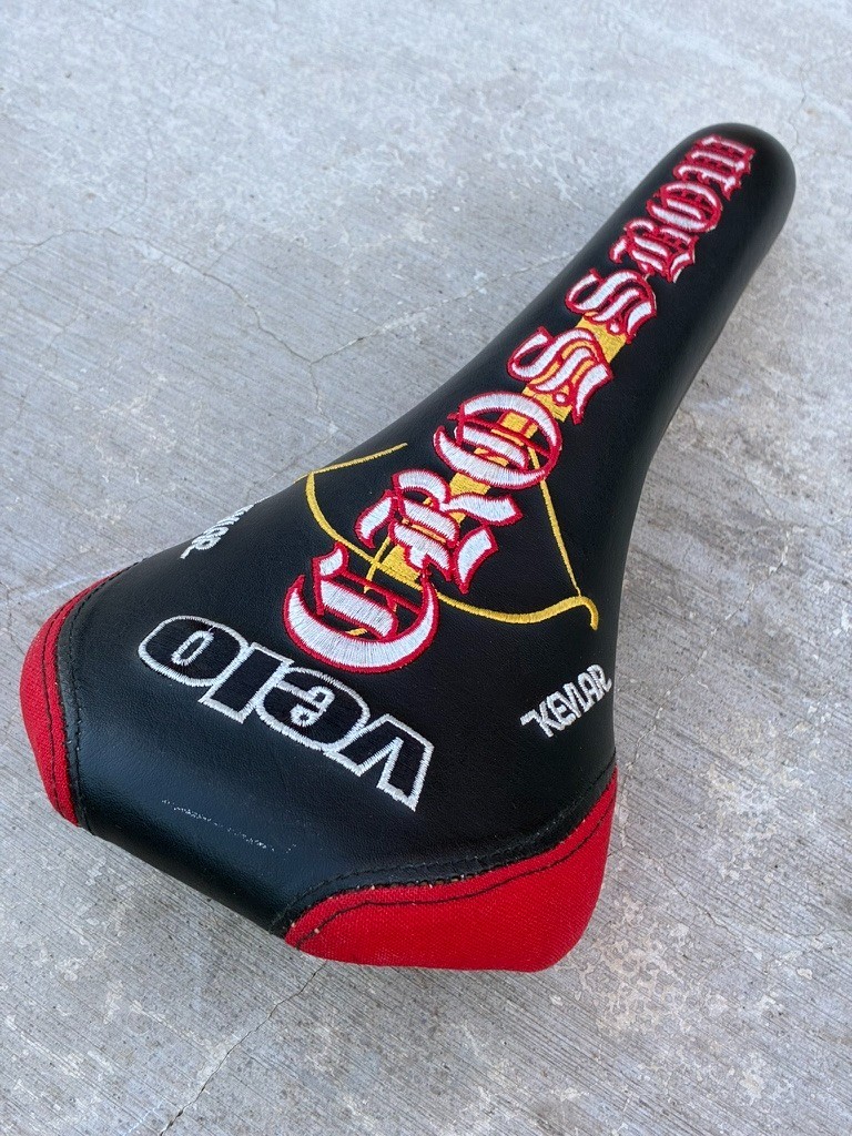 NOS Velo Crossbow Embroidered Road MTB BMX Saddle | CrMo Rails