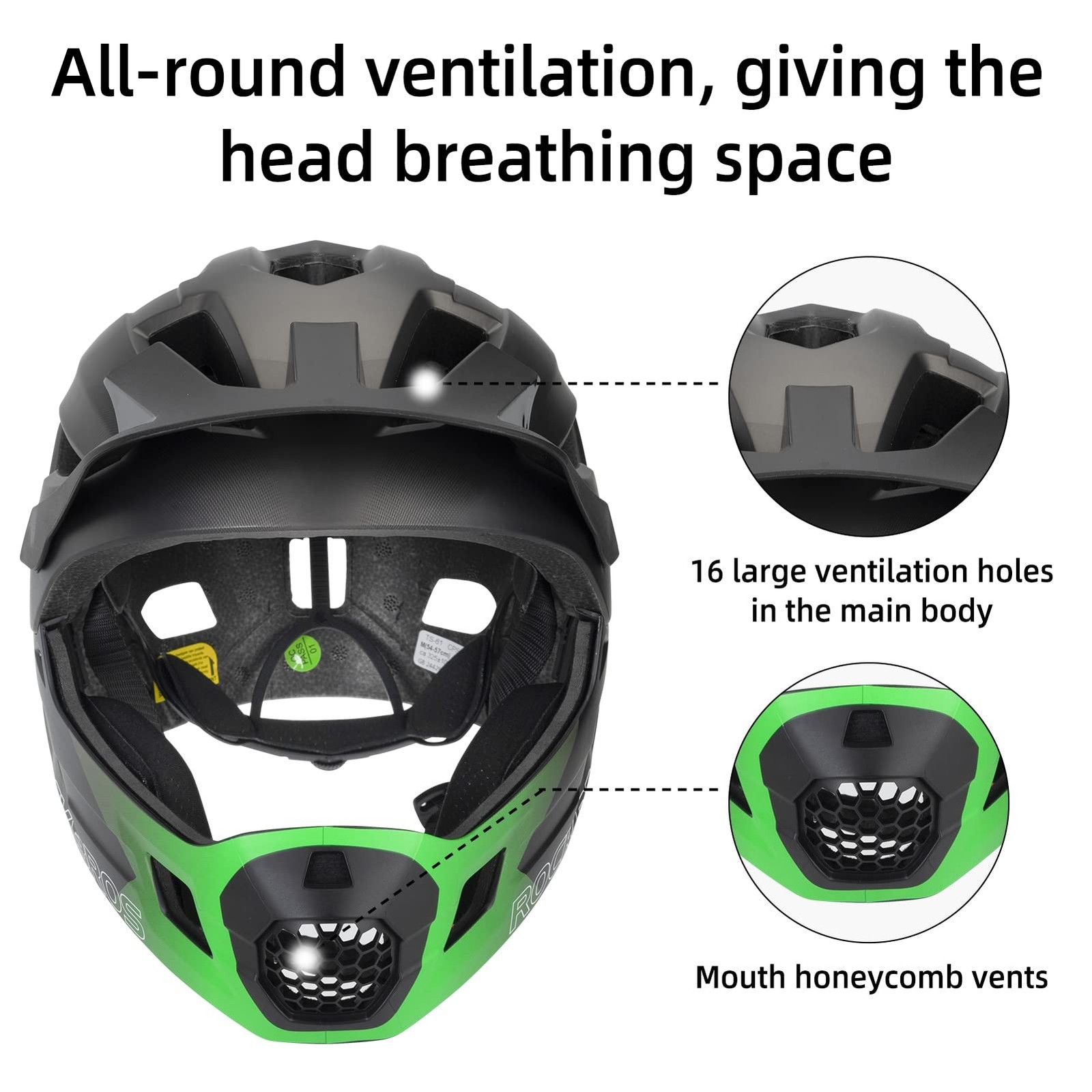 ROCKBROS Kids Full Face Helmet Kids Bike Helmets Lightweight Toddler Mountain…