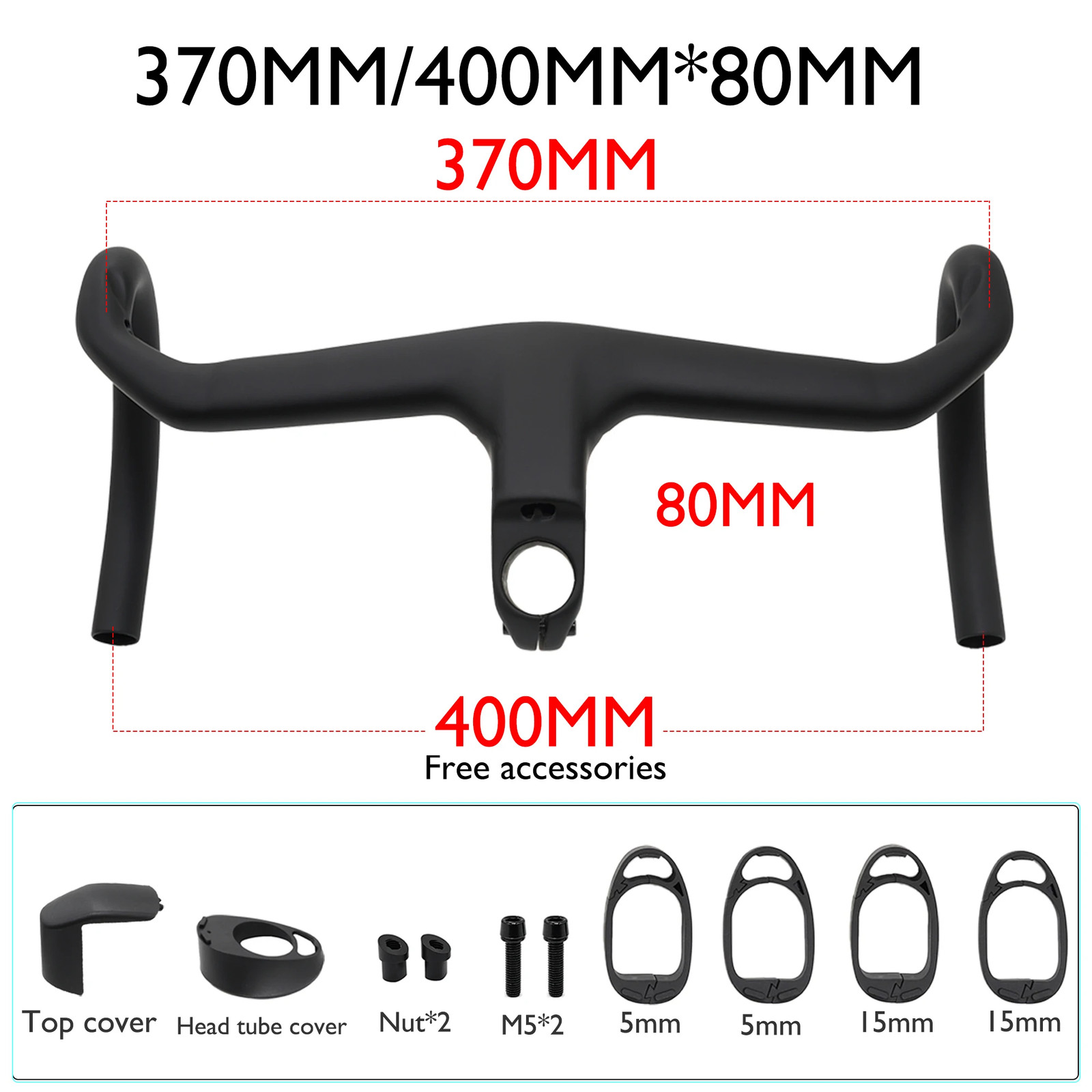 Full Carbon Fiber Road Bike Cockpit Drop Bar 380-440mm External Cable Routing