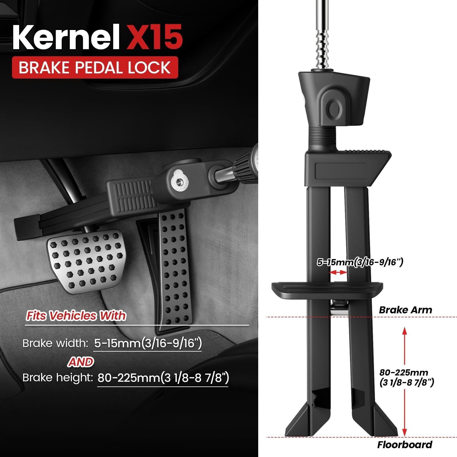 Brake Pedal Lock, Car Anti Theft Device, Heavy-Duty Retractable Car Theft Pre…