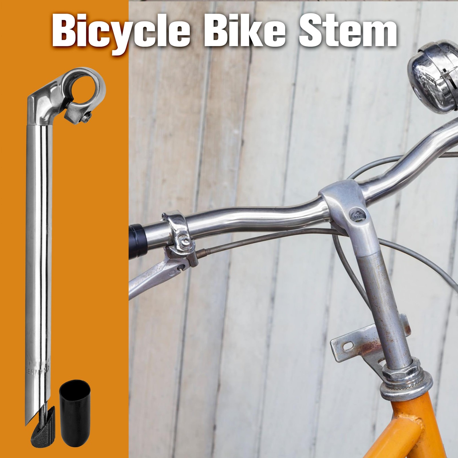 BuleVina Bike Quill Stem 22.2mm x 300mm Clamp 25.4mm x 300mm, Silver