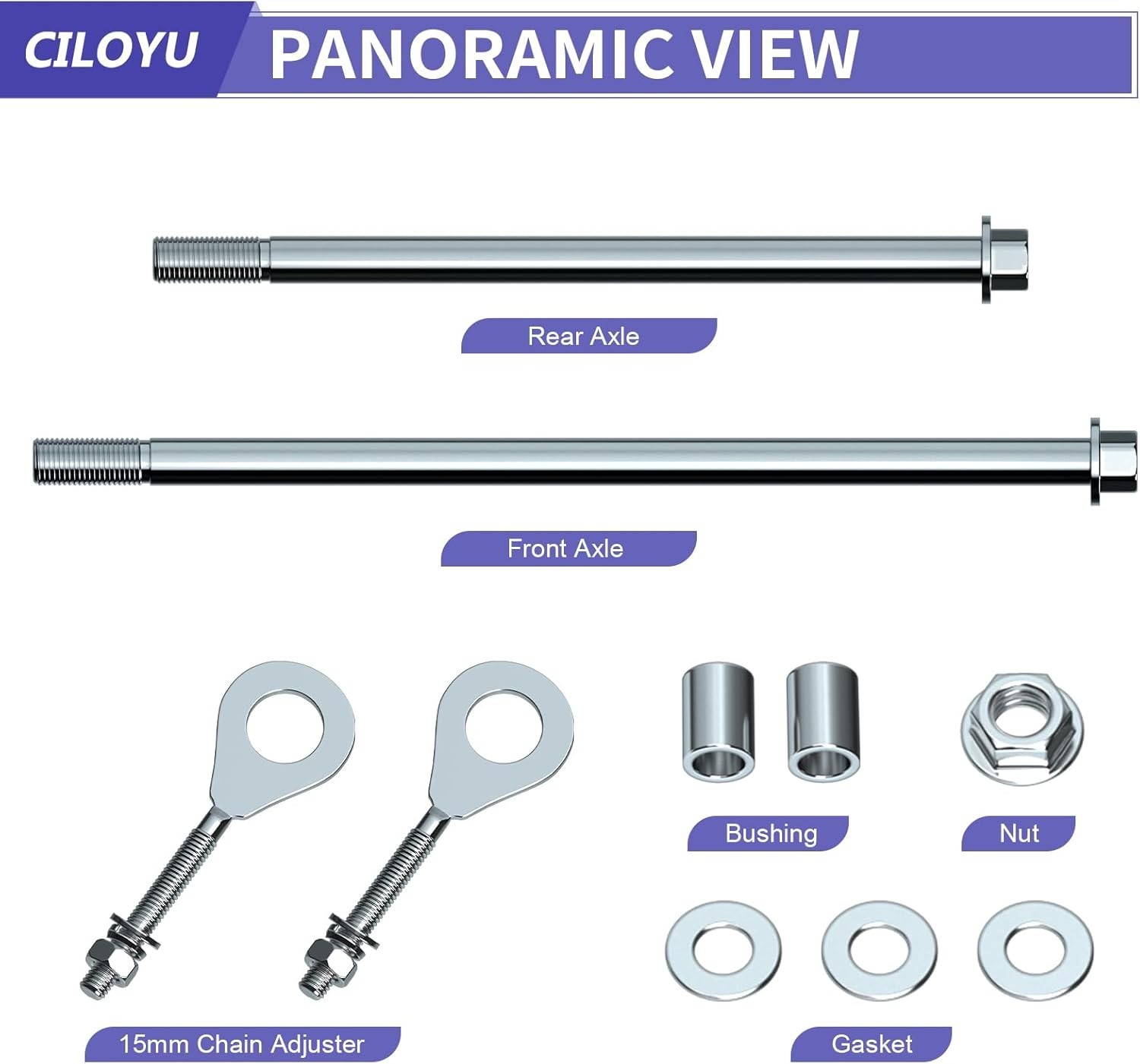 14Mm 285Mm Rear Axle Kit with 300Mm Mini Bike Front Axle Nut Compatible with Col