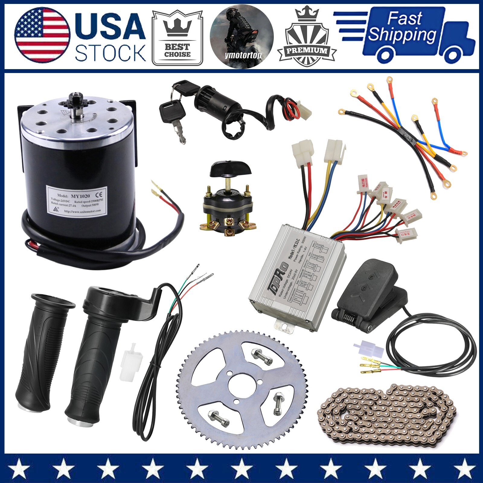 24V 500W Brush Motor Controller Kit For Electric Bike Scooter ATV Quad Mini Bike