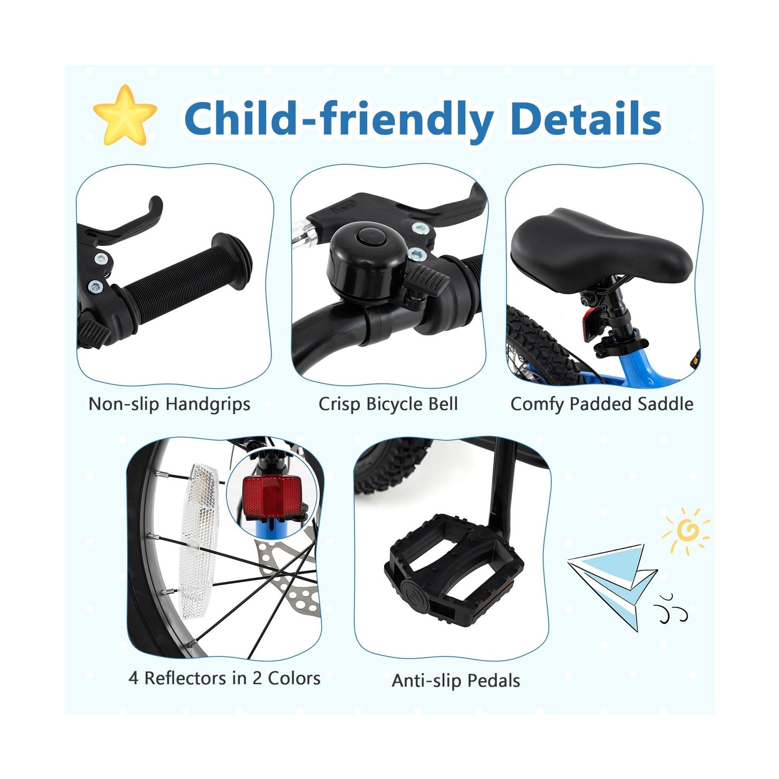 BABY JOY Kids Bike, 16″ Magnesium Sporty Bicycle with Dual Disc Brakes, Remov…