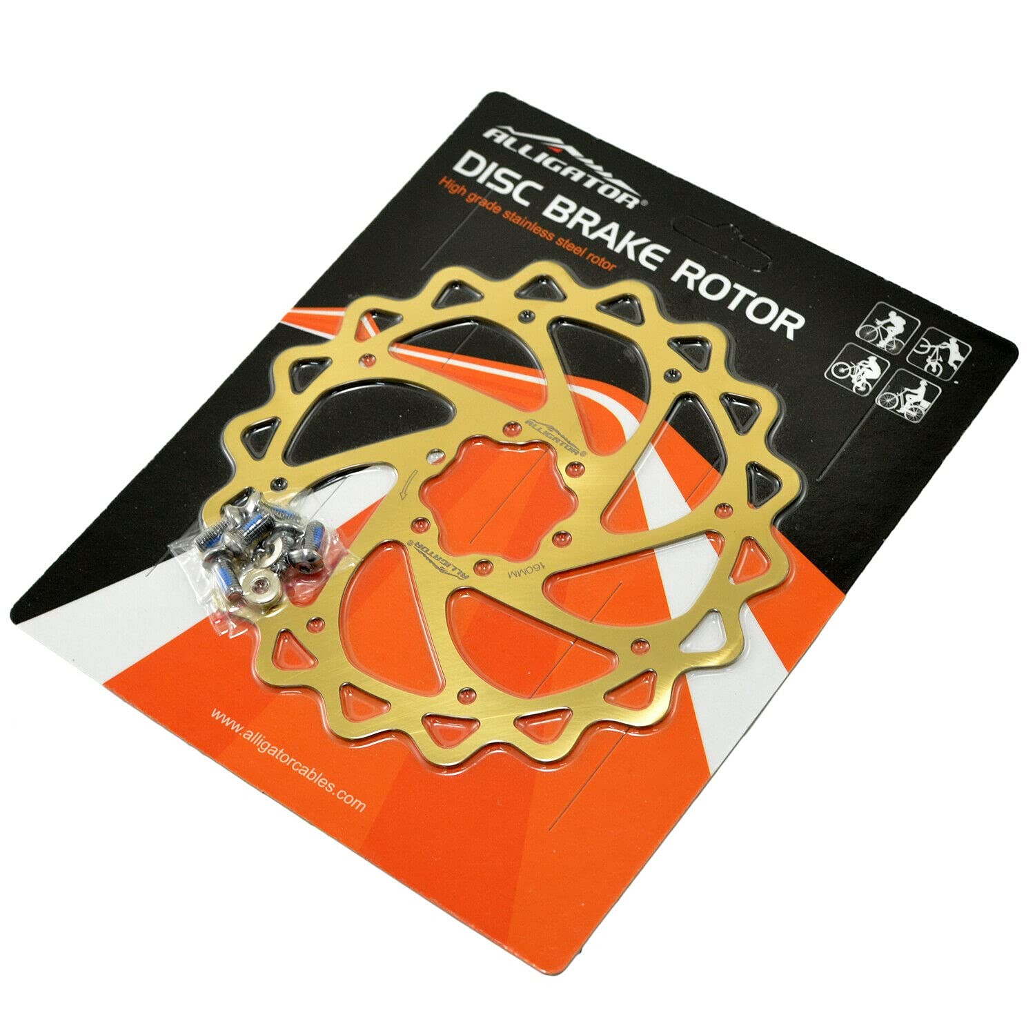 2 Pcs Alligator Brake MTB Road Bike Disc Rotor 160mm Replacement Parts Gold