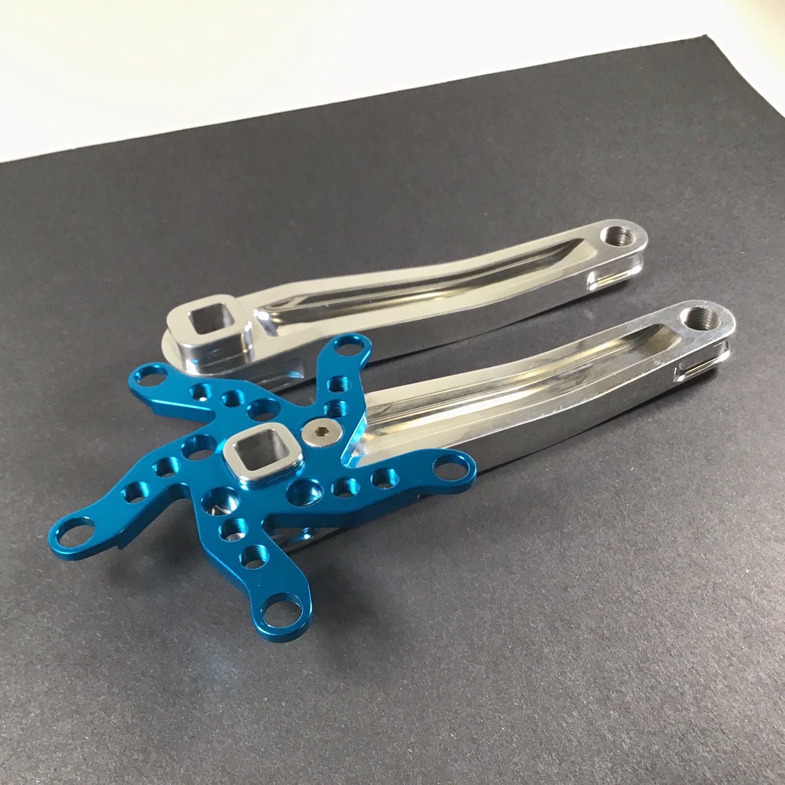 Kooka Crank Arm Set Silver/Blue 170mm 74/110 NOS Vintage MTB Grafton Yeti Klein
