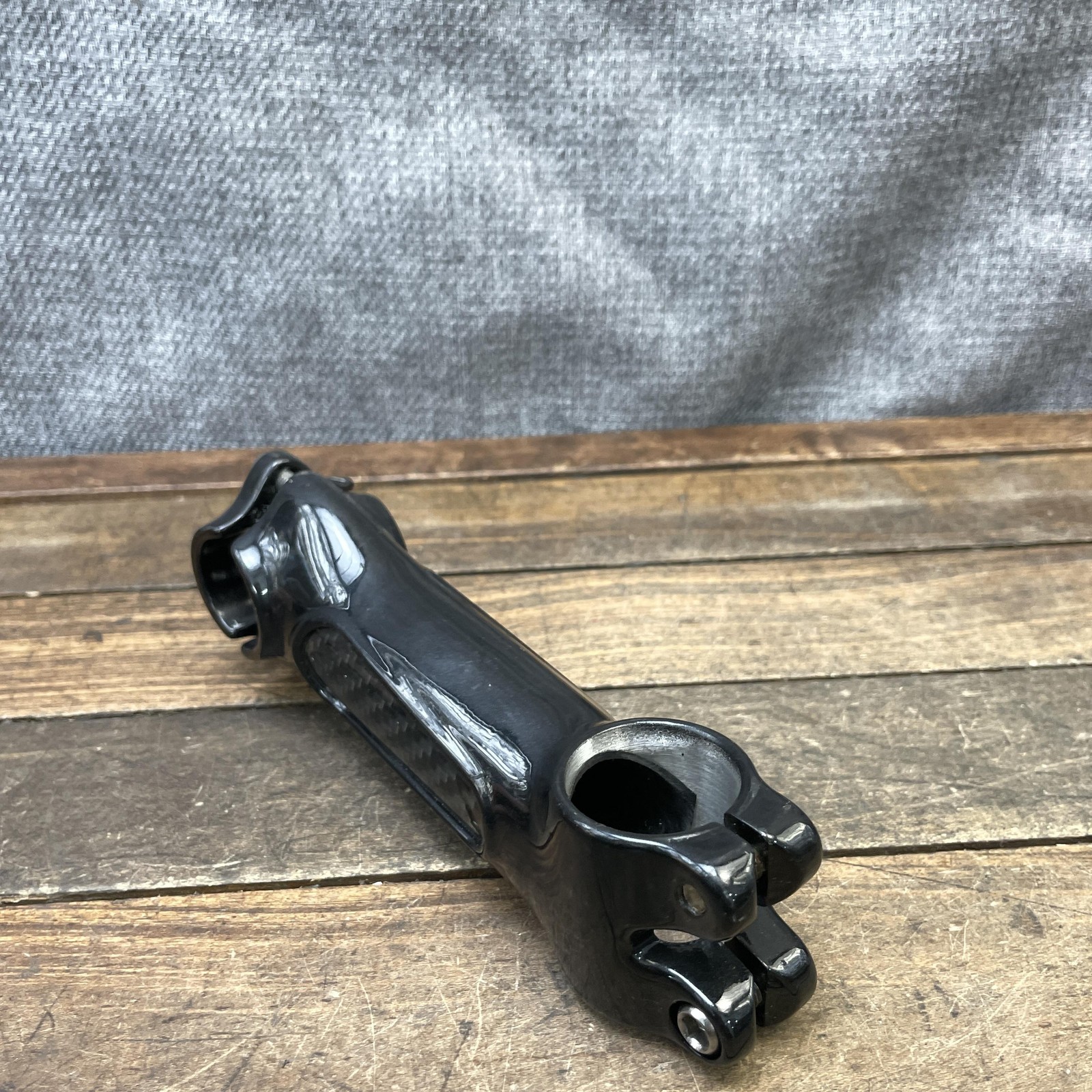 Bike Stem 1 1/8 Threadless Black Carbon Fiber Center 25.4 mm Clamp