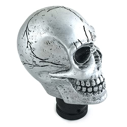 Car Gear Lever Grip Knobs Skull Head Racing Shift Stick Manual Shifter Silver