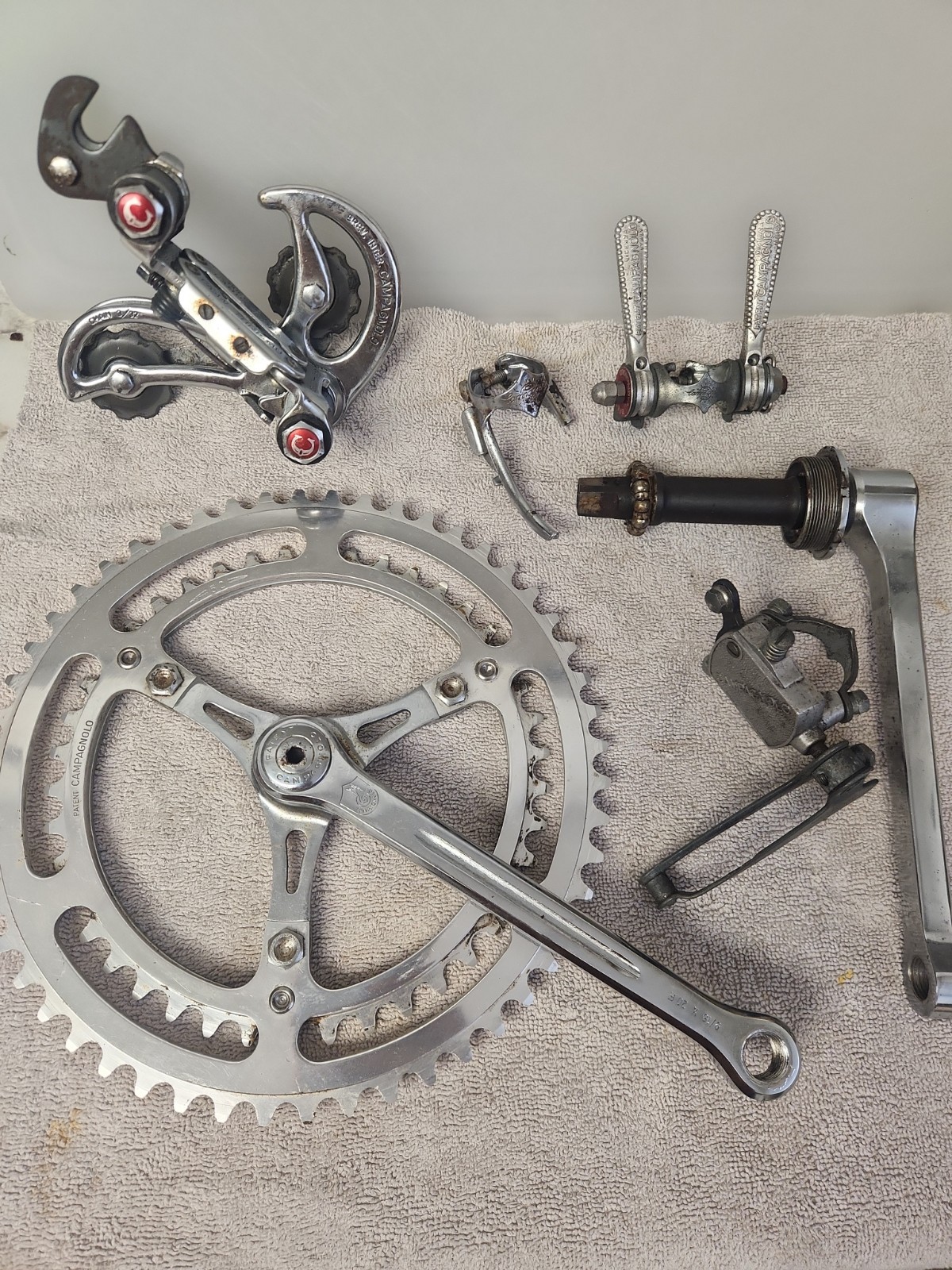 Vintage Rare Campagnolo Gran Sport Crank 3-Arm Steel, Derailleurs And Shifters.