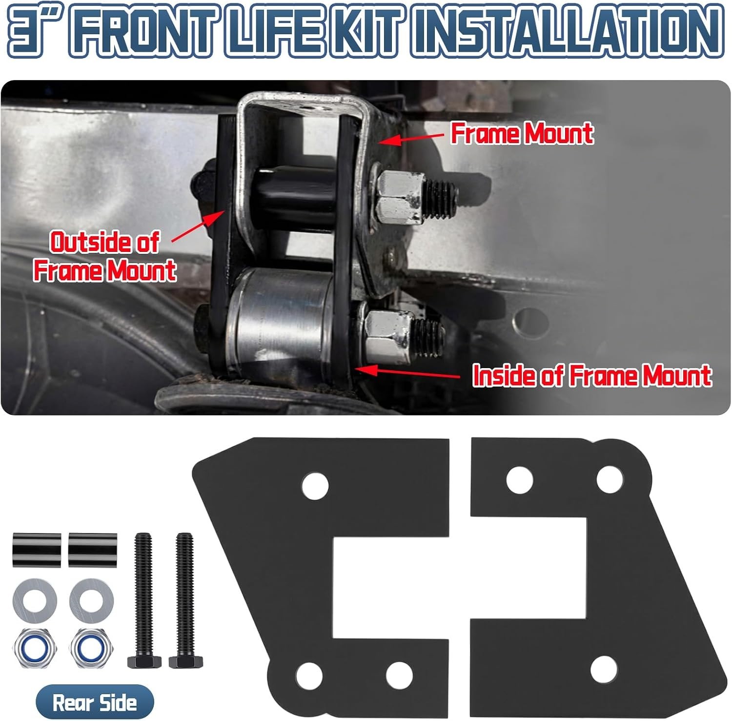 3″ Utv Lift Kit Compatible with Polaris Ranger Front & Rear Bracket Lift, Fit