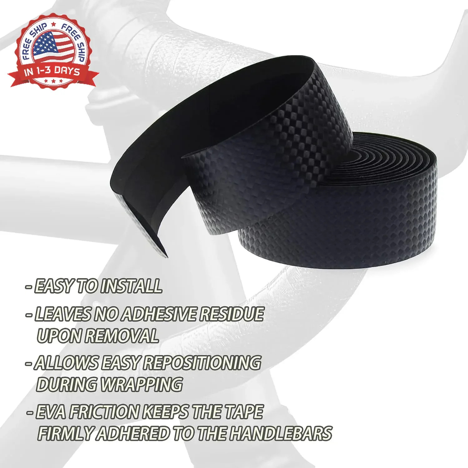 KINGOU Carbon Fiber PU Leather Road Bike Handlebar Tape Bar Tapes – 2PCS Per Set