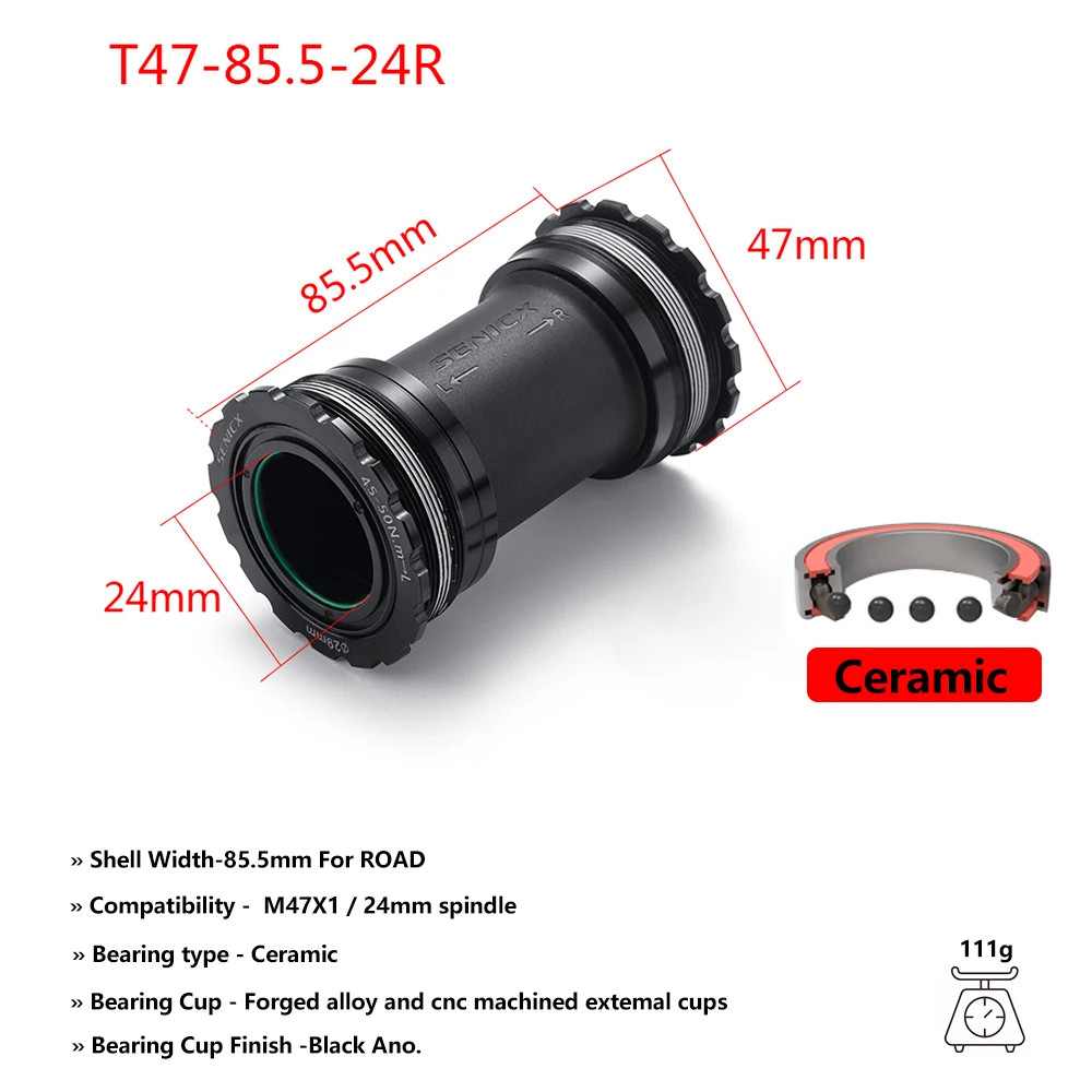 LINGMAI T47 Threaded Bottom Bracket 68/77/85.5mm 24mm DUB Ceramic Steel Bike