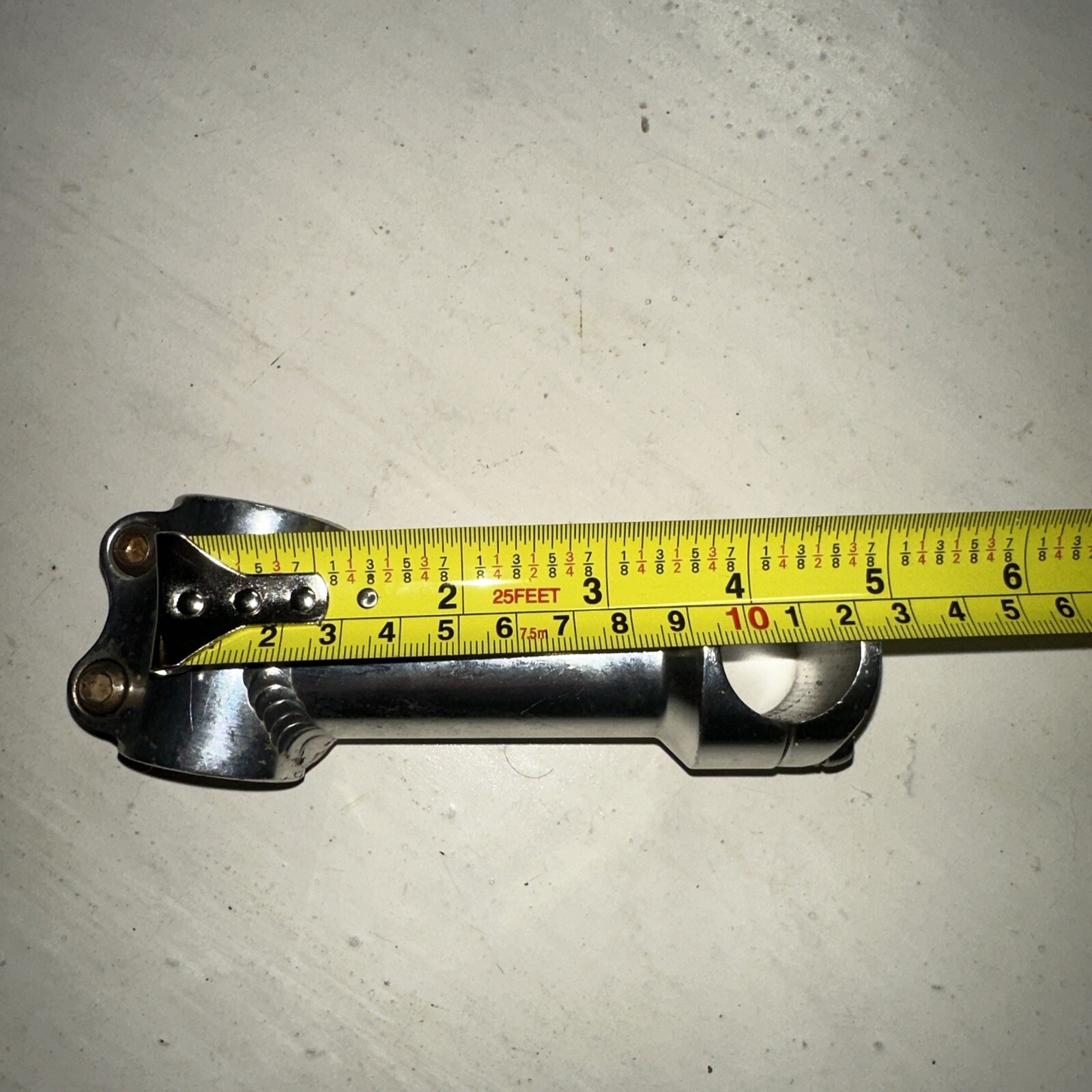 Vintage Bicycle bike stem 105 mm +/-5 degrees 1 1/8th” 25.4 mm Silver Threadless