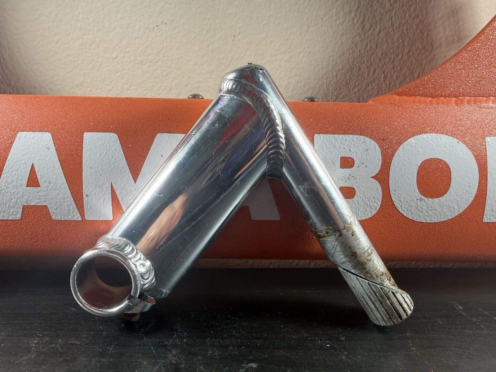 VINTAGE Silver Chrome Shiny Alloy Quill Stem 1 Inch Clamp 110mm #24