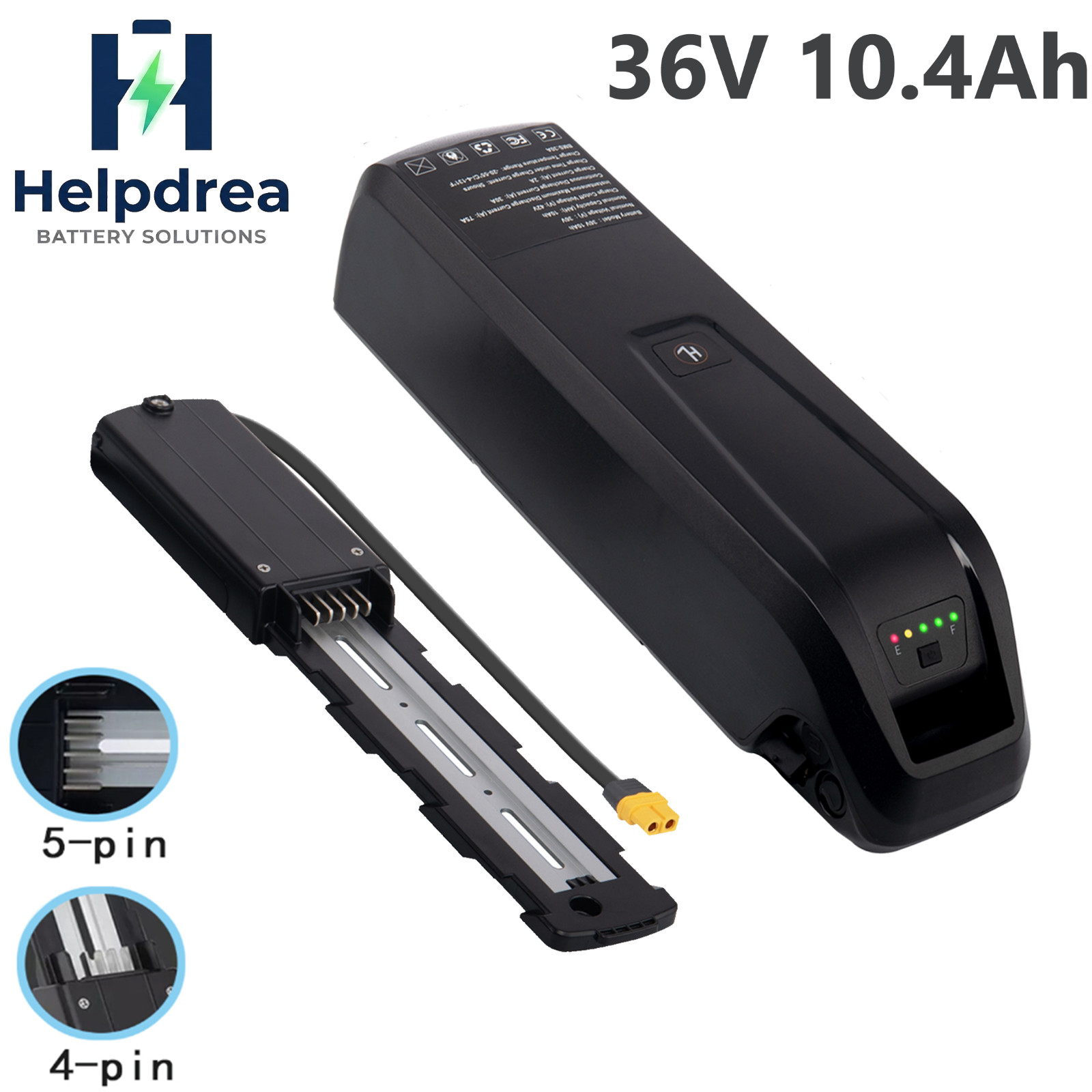 36V 10.4Ah Ebike Lithium Battery w/USB Port for 750W Electric Bike Lockable 5PIN
