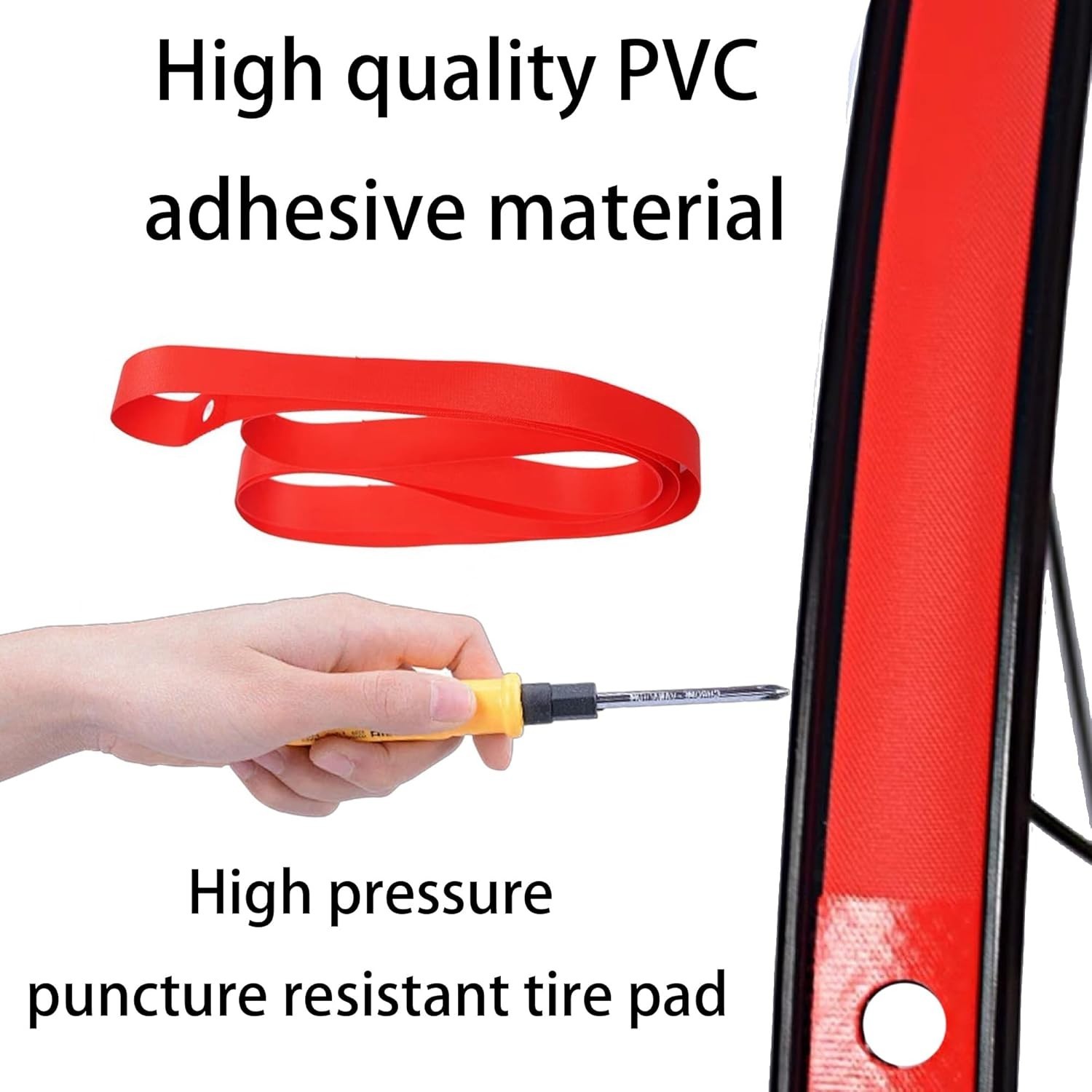 Puncture Resistant 26” Rim Tape – 2Pcs Red Elastic PVC for Mountain & Road Bikes