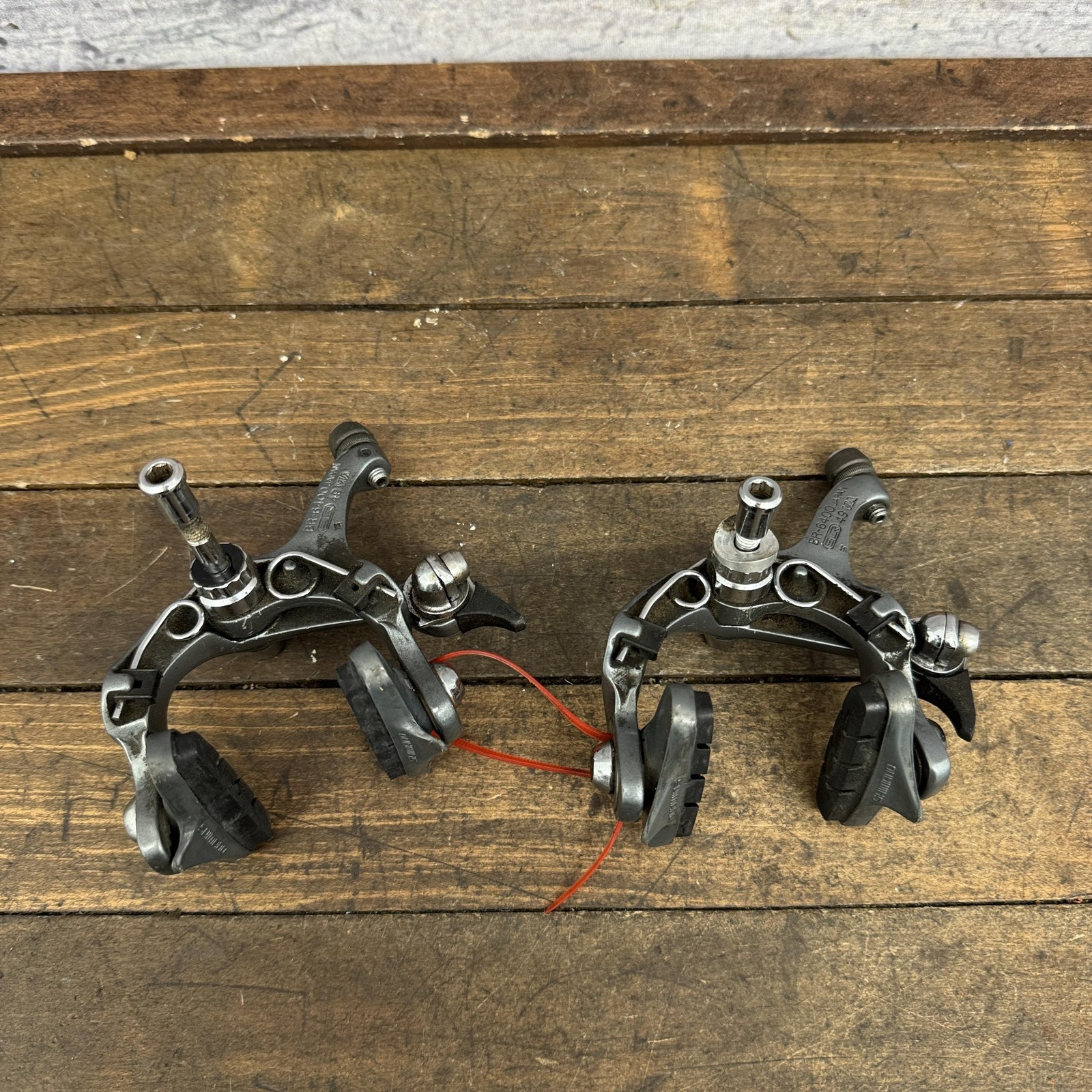 Vintage Shimano 600 BR-6400 Caliper Brake Set Gray Road F/R Japan Single Pivot