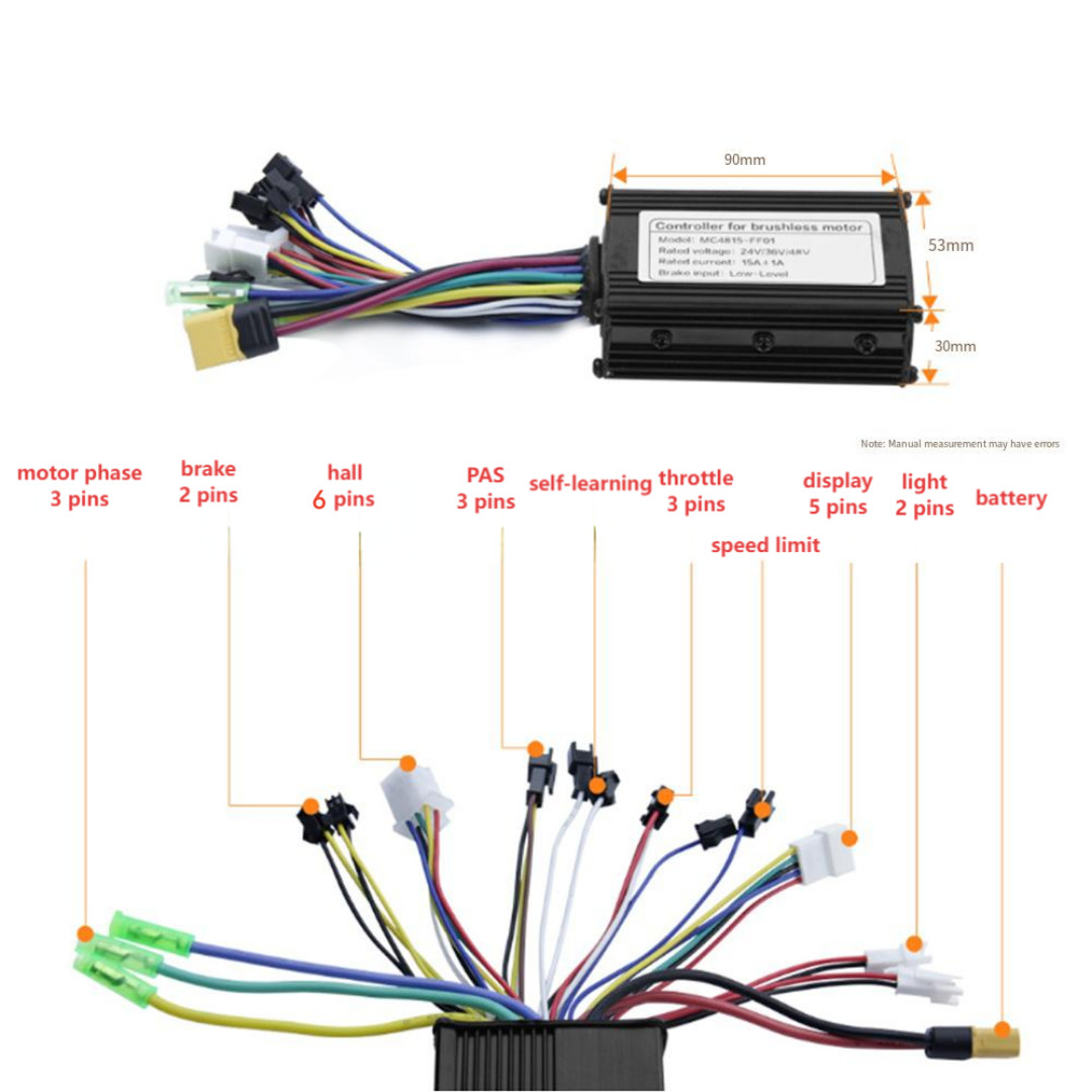 Brushless Controller Display Kit for Electric Bike Scooter 36V 48V 15A Power